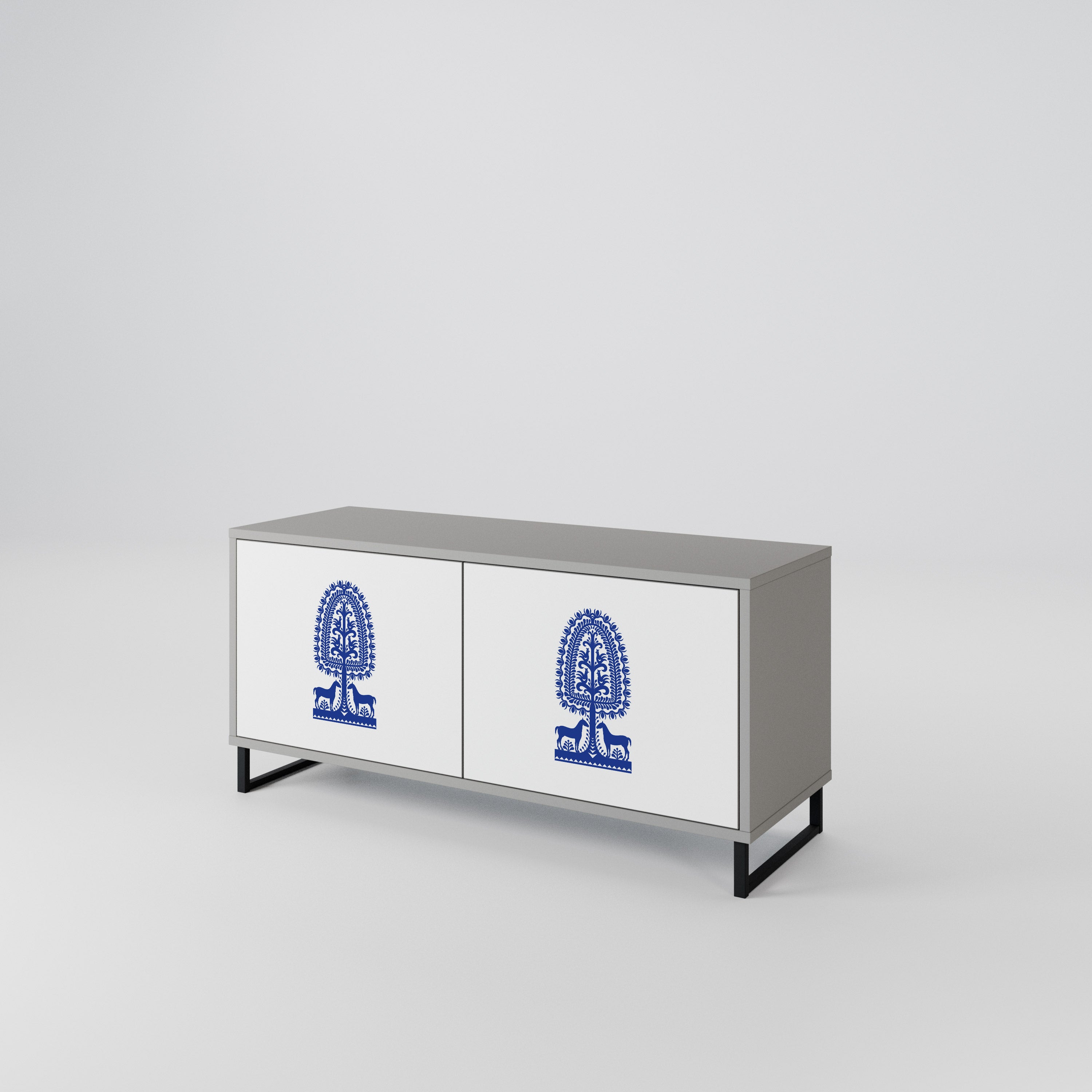 POLISH FOLK ART Compact 2-Door TV Cabinet