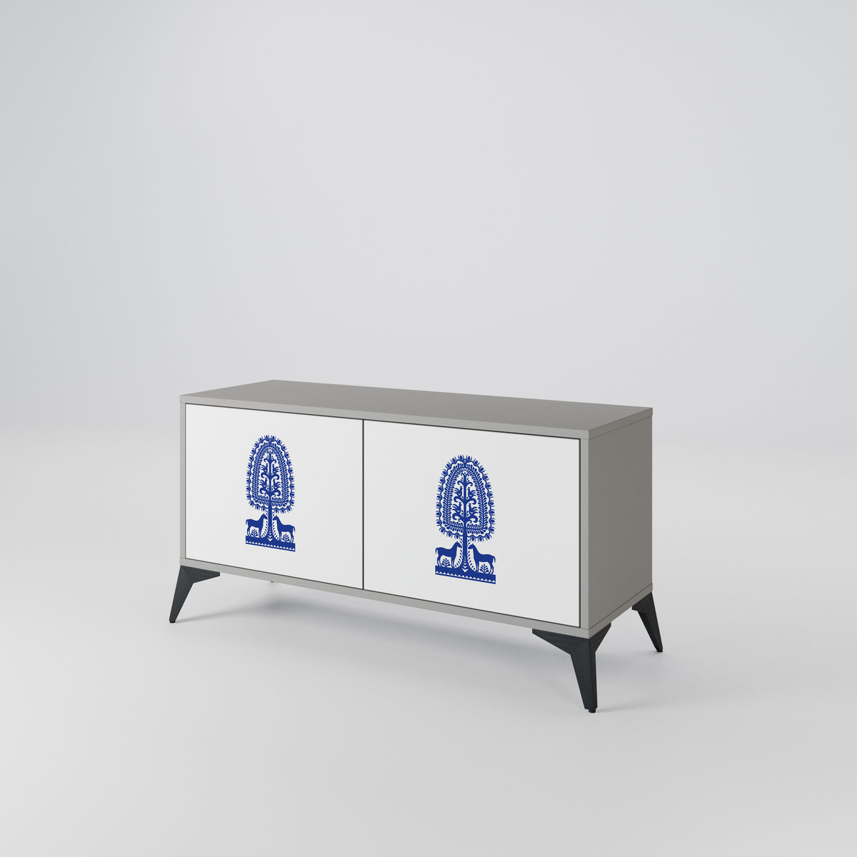 POLISH FOLK ART Mueble de TV Compacto de 2 puertas