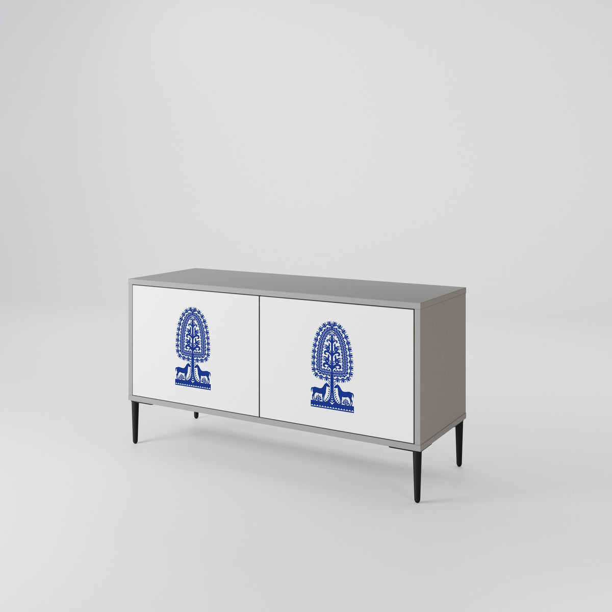 POLISH FOLK ART Mueble de TV Compacto de 2 puertas
