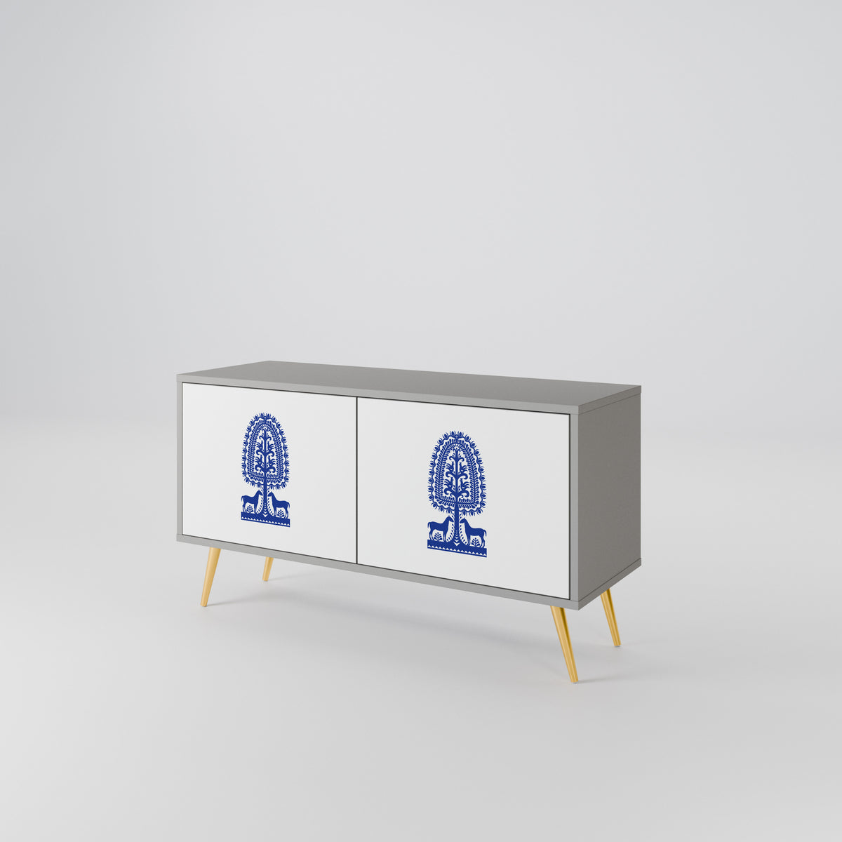 POLISH FOLK ART Mueble de TV Compacto de 2 puertas