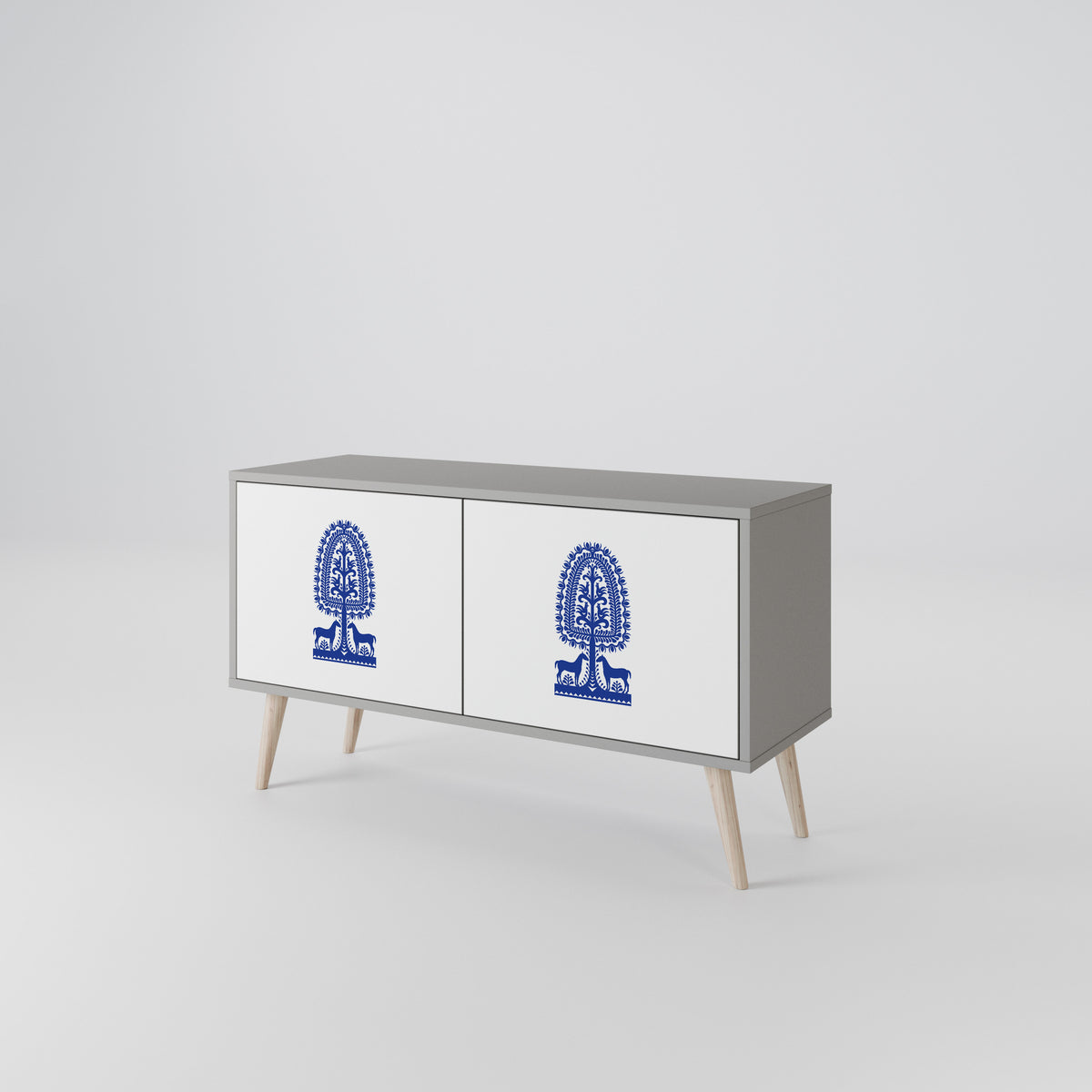 POLISH FOLK ART Mueble de TV Compacto de 2 puertas