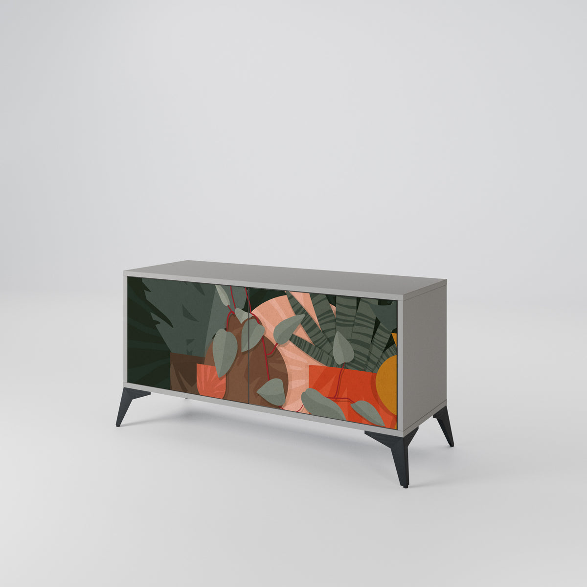 TROPICAL COMPOSITION Mueble de TV Compacto de 2 puertas
