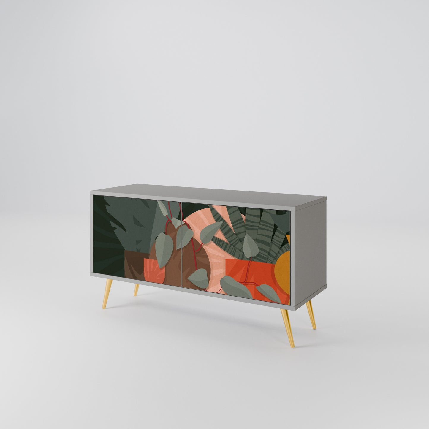 TROPICAL COMPOSITION Mueble de TV Compacto de 2 puertas