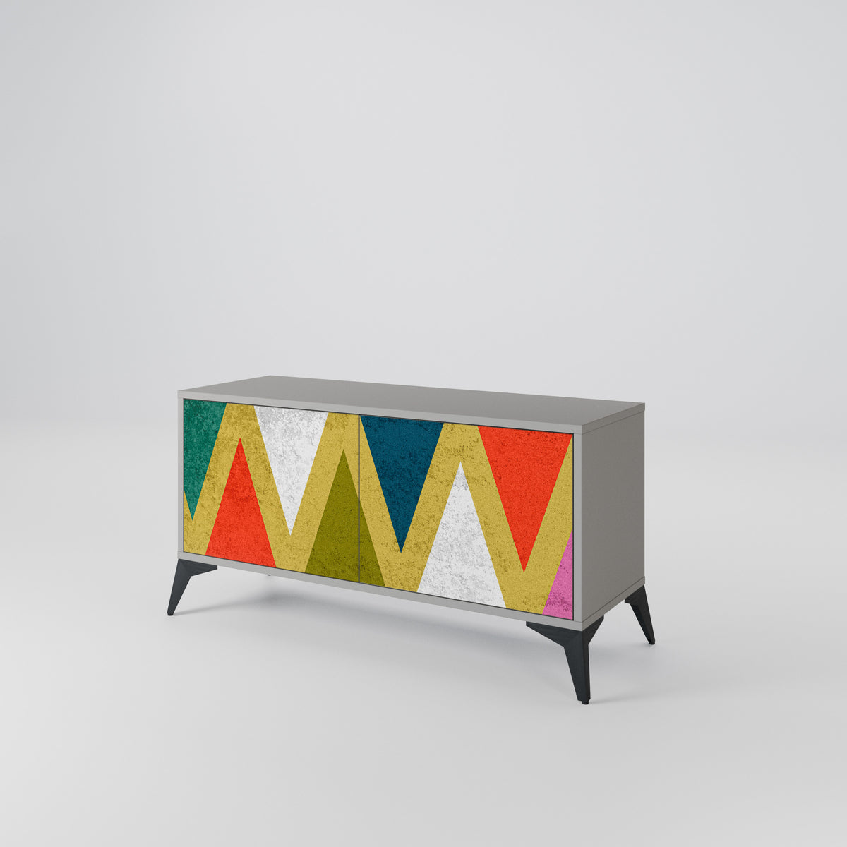 COLORFUL TRIANGLES Mueble de TV Compacto de 2 puertas
