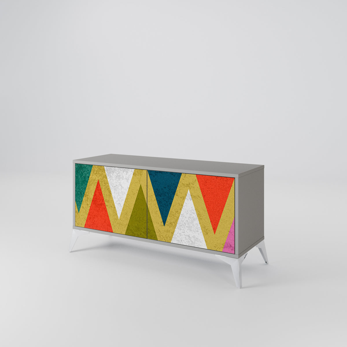 COLORFUL TRIANGLES Mueble de TV Compacto de 2 puertas