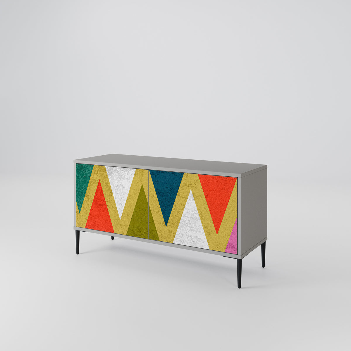 COLORFUL TRIANGLES Mueble de TV Compacto de 2 puertas
