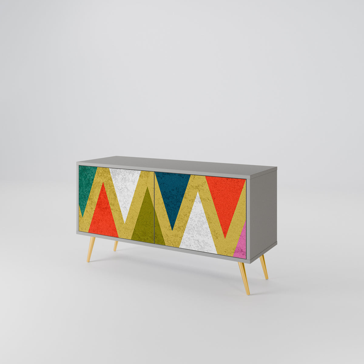 COLORFUL TRIANGLES Mueble de TV Compacto de 2 puertas