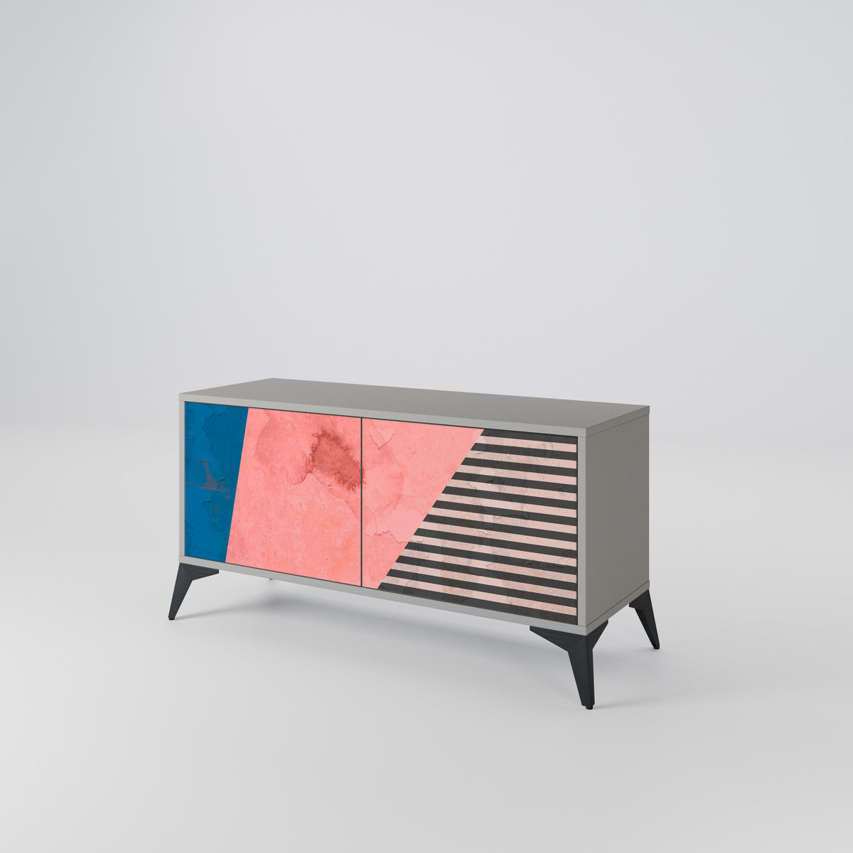 GLAMOROUS STRIPE Mueble de TV Compacto de 2 puertas