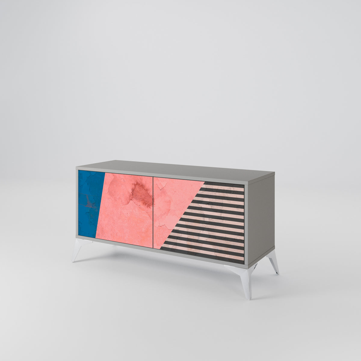 GLAMOROUS STRIPE Mueble de TV Compacto de 2 puertas