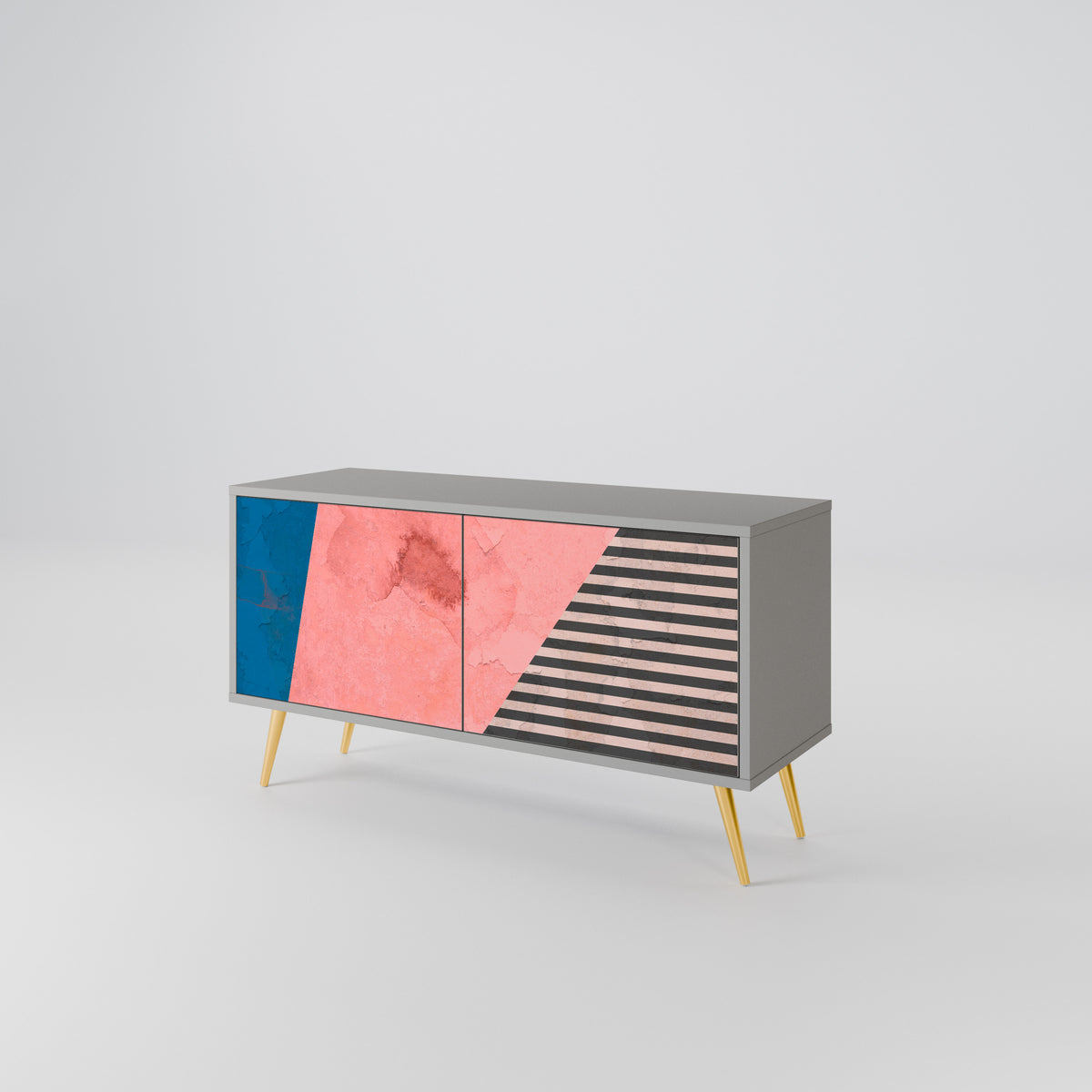GLAMOROUS STRIPE Mueble de TV Compacto de 2 puertas