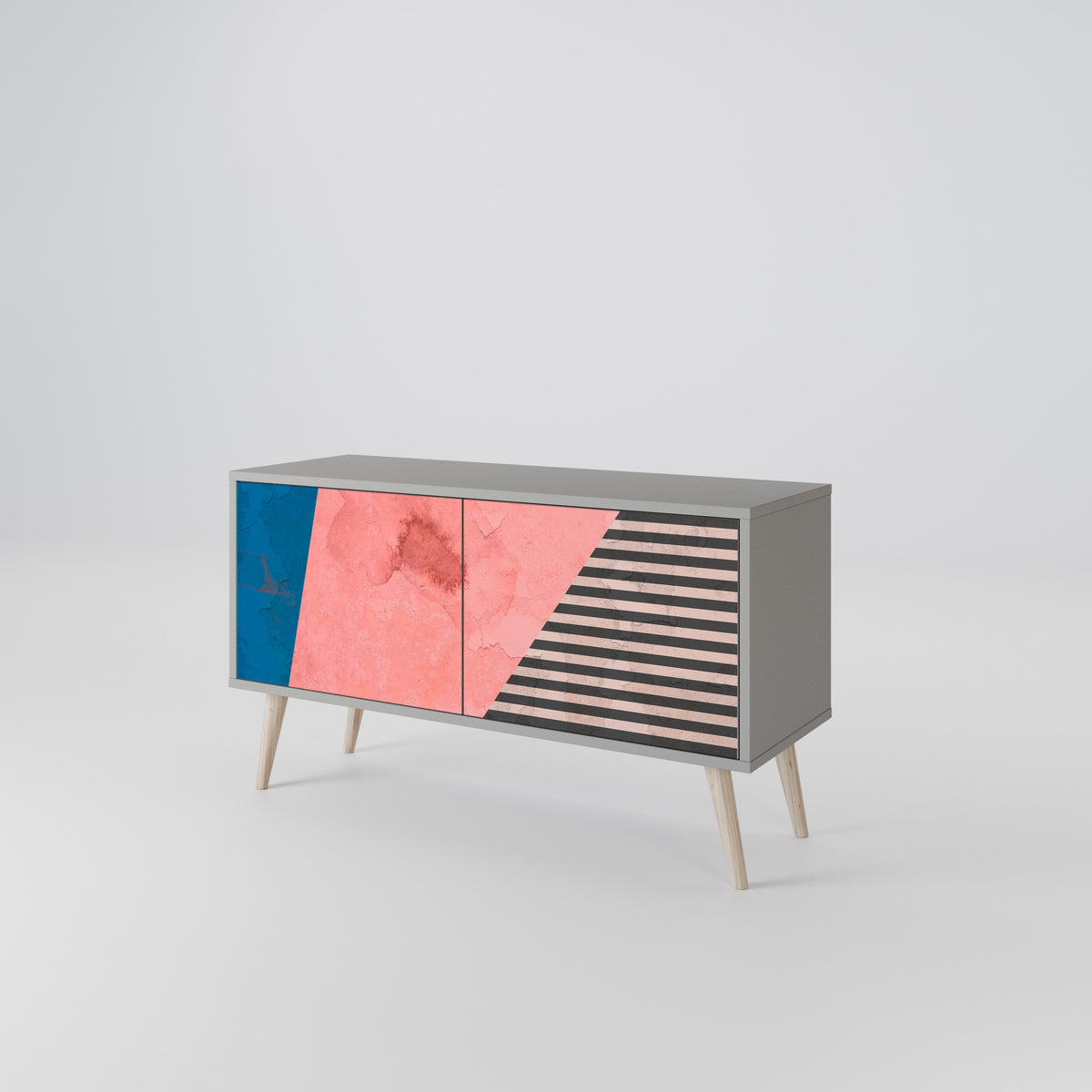 GLAMOROUS STRIPE Mueble de TV Compacto de 2 puertas
