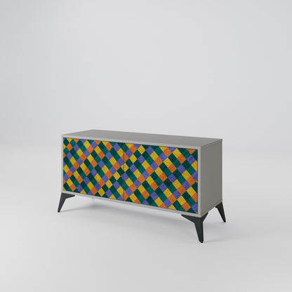 PAINTED SQUARES MIX Mueble de TV Compacto de 2 puertas