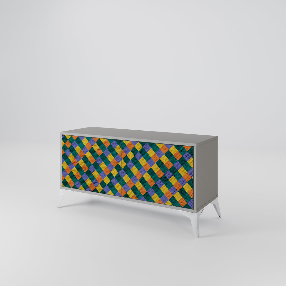 PAINTED SQUARES MIX Mueble de TV Compacto de 2 puertas