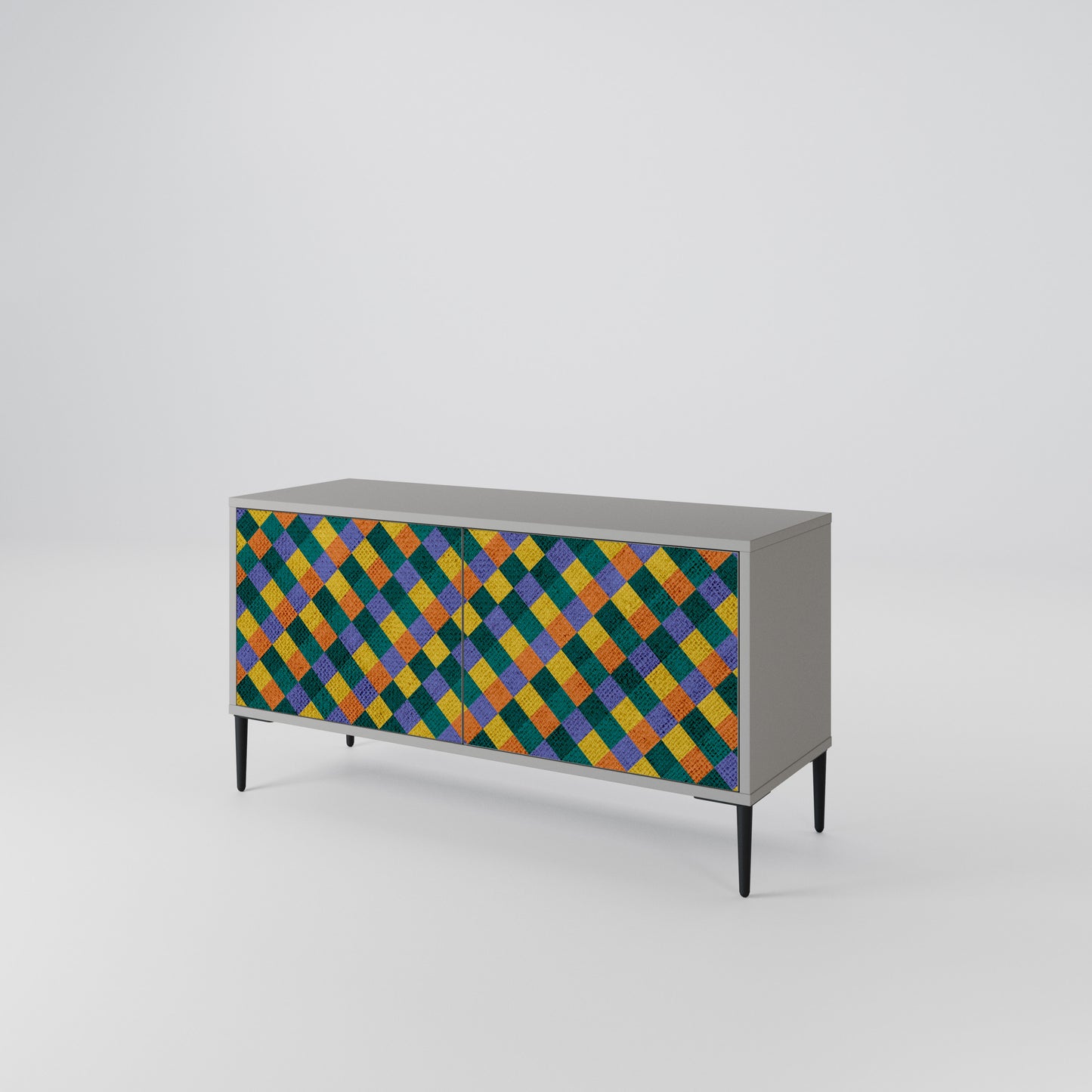 PAINTED SQUARES MIX Mueble de TV Compacto de 2 puertas