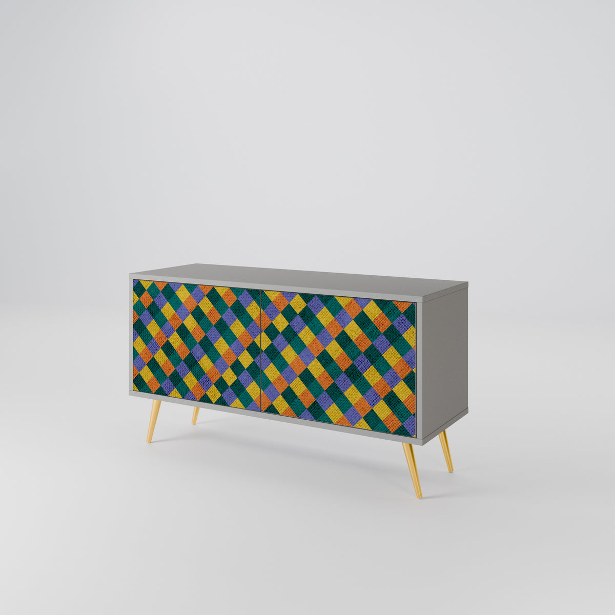 PAINTED SQUARES MIX Mueble de TV Compacto de 2 puertas