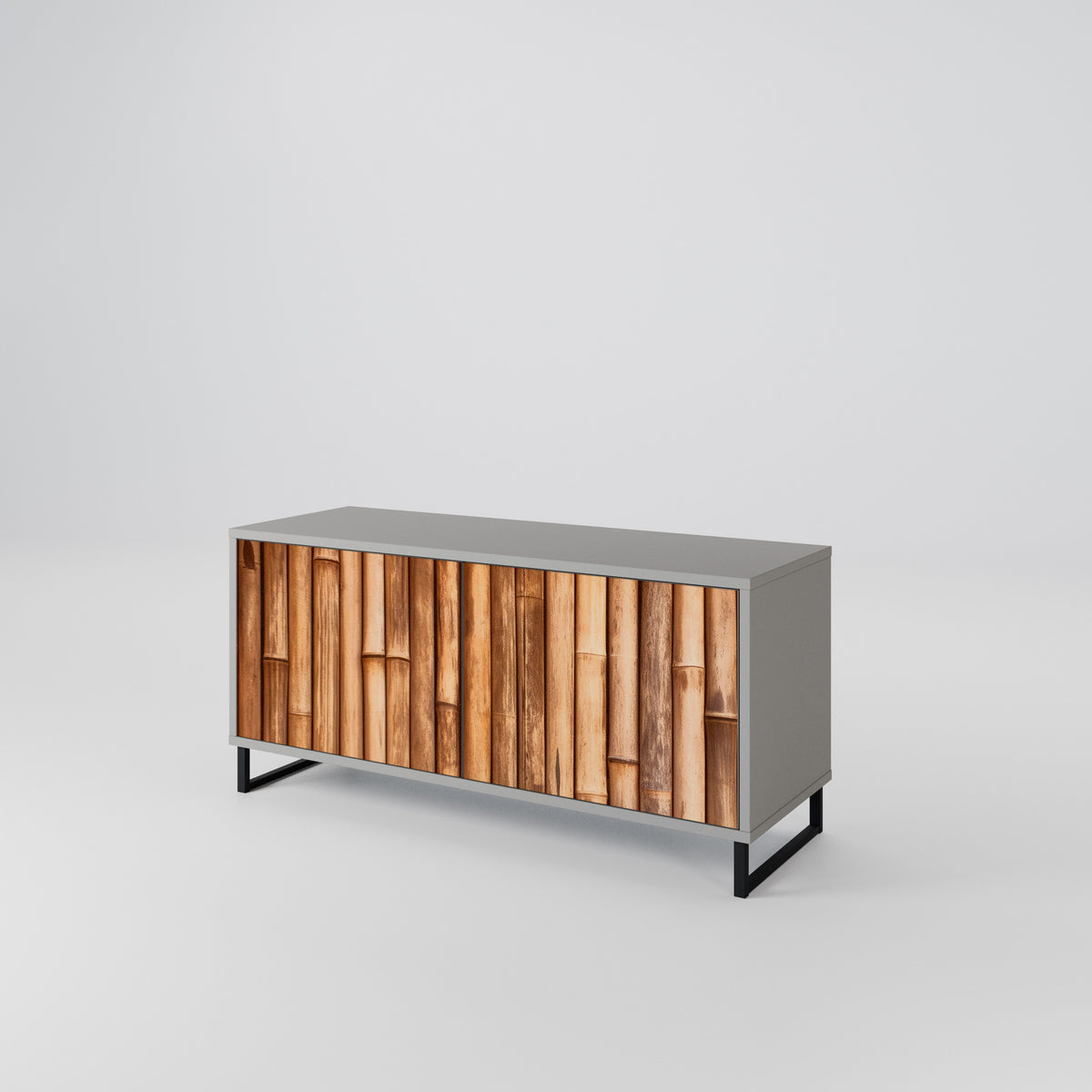 NATURAL WOOD Mueble de TV Compacto de 2 puertas