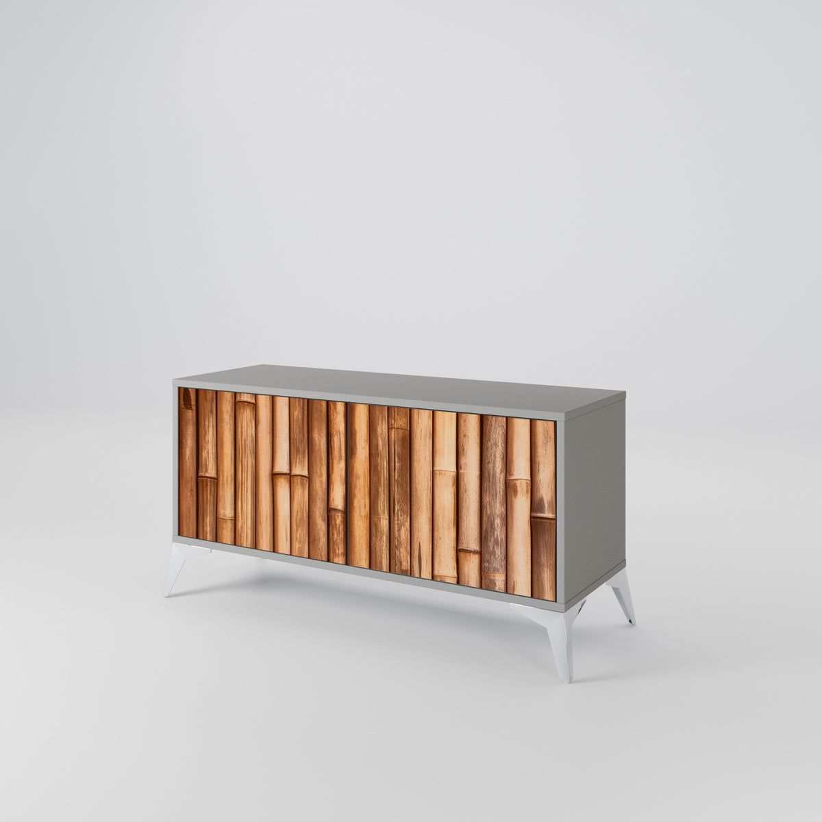 NATURAL WOOD Mueble de TV Compacto de 2 puertas