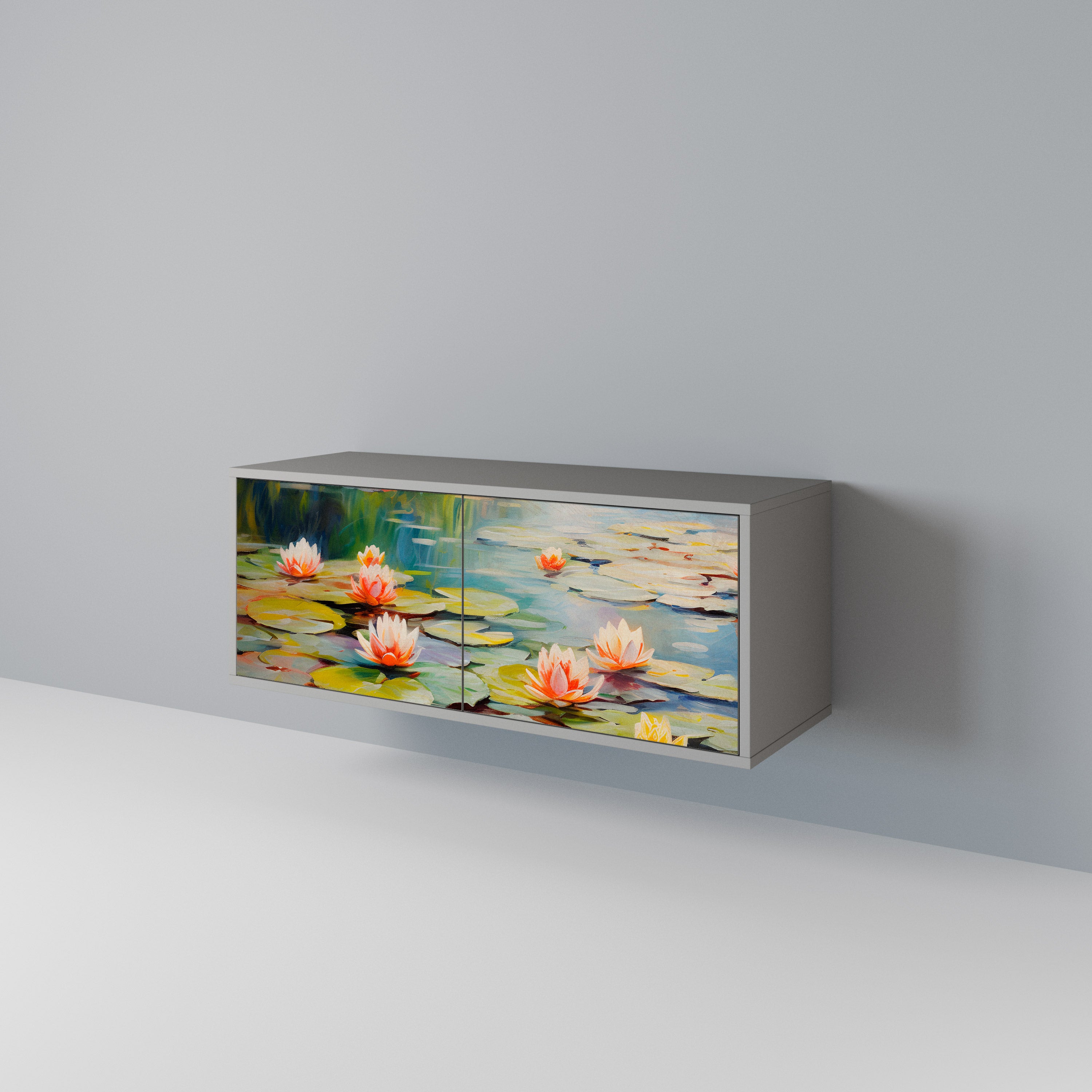 BLOOMING WATERS Mueble de TV Compacto de 2 puertas