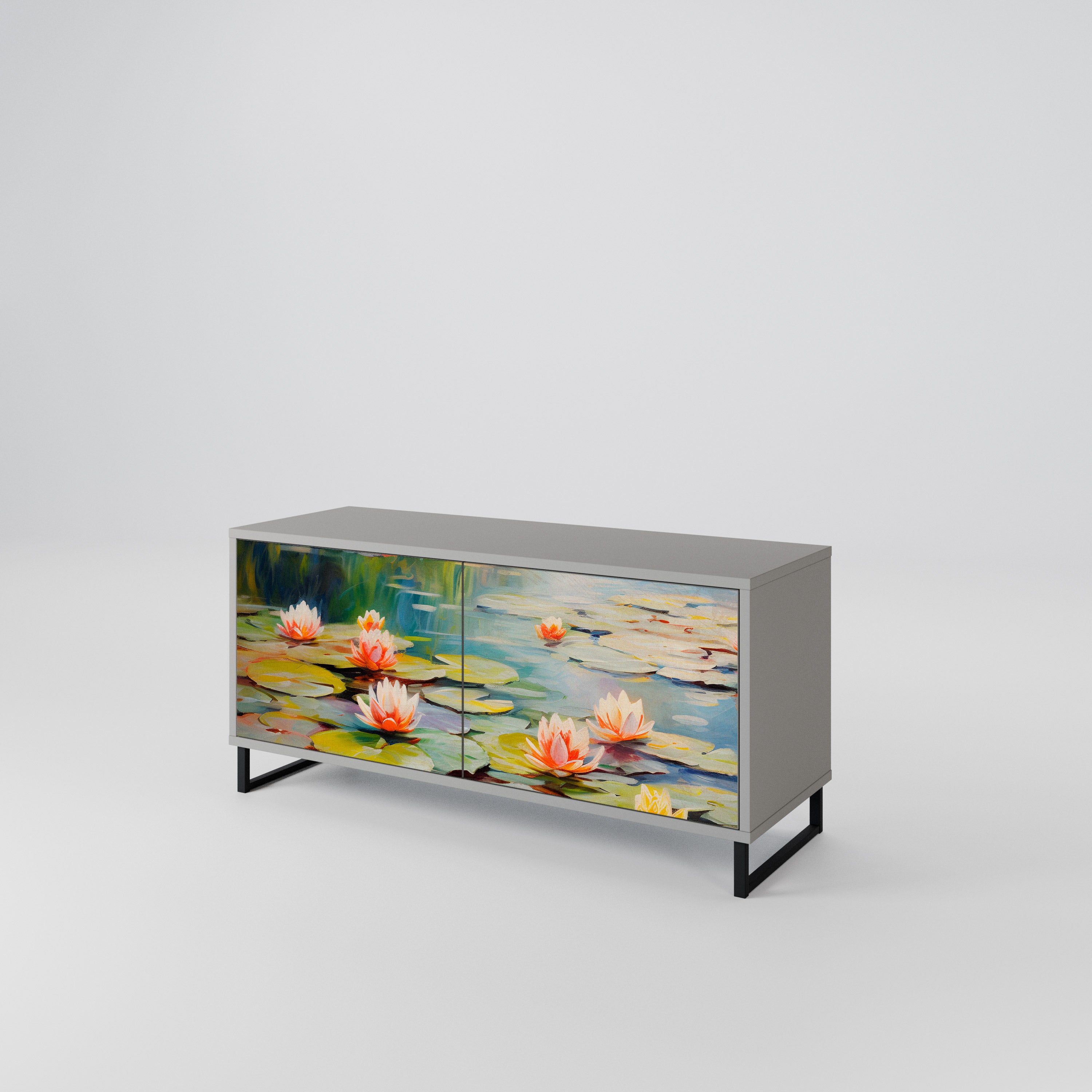 BLOOMING WATERS Mueble de TV Compacto de 2 puertas