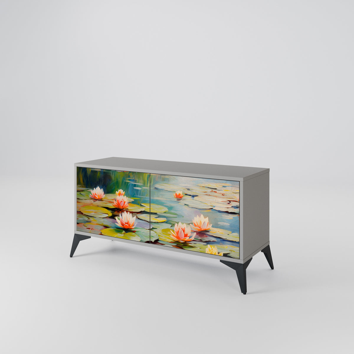 BLOOMING WATERS Mueble de TV Compacto de 2 puertas