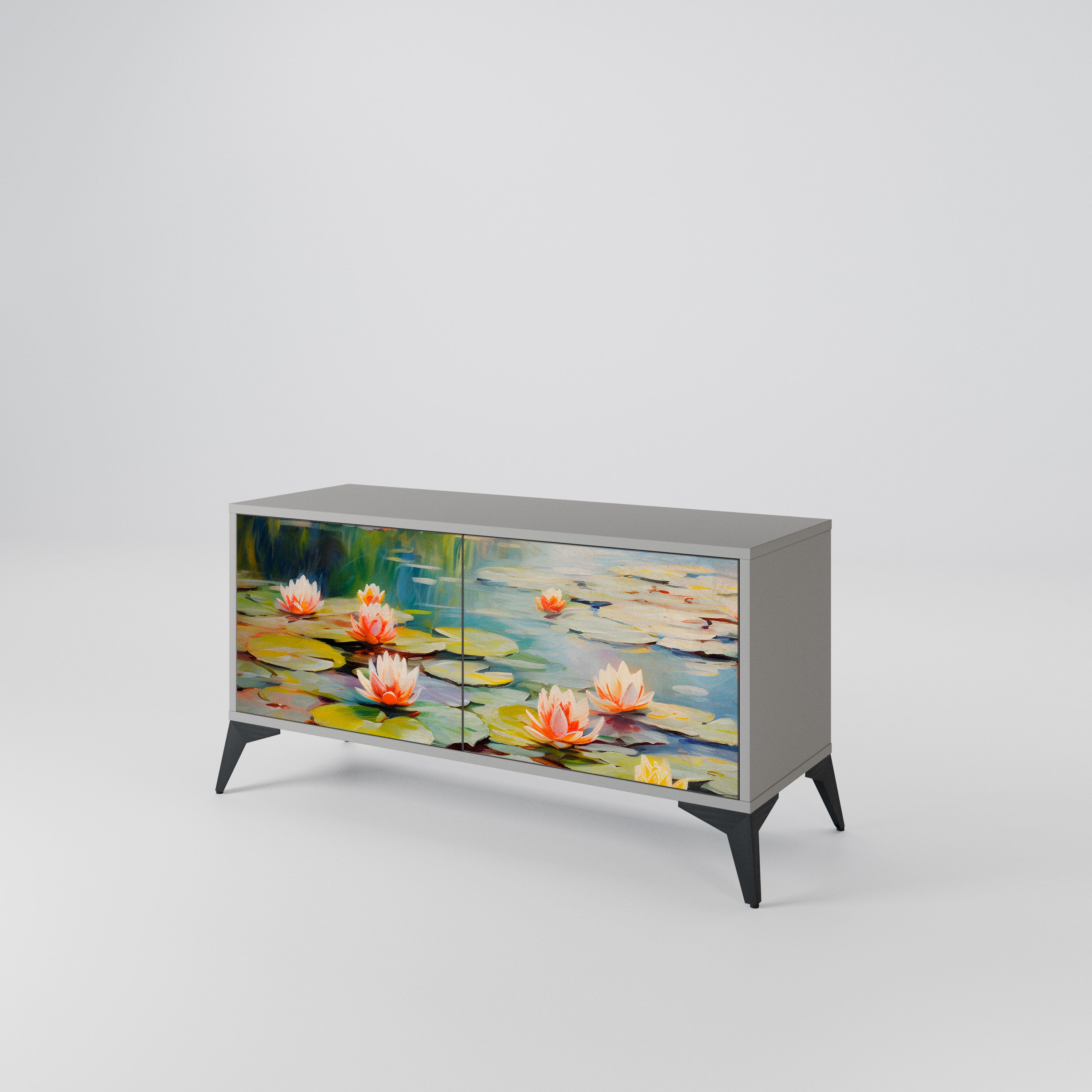 BLOOMING WATERS Mueble de TV Compacto de 2 puertas