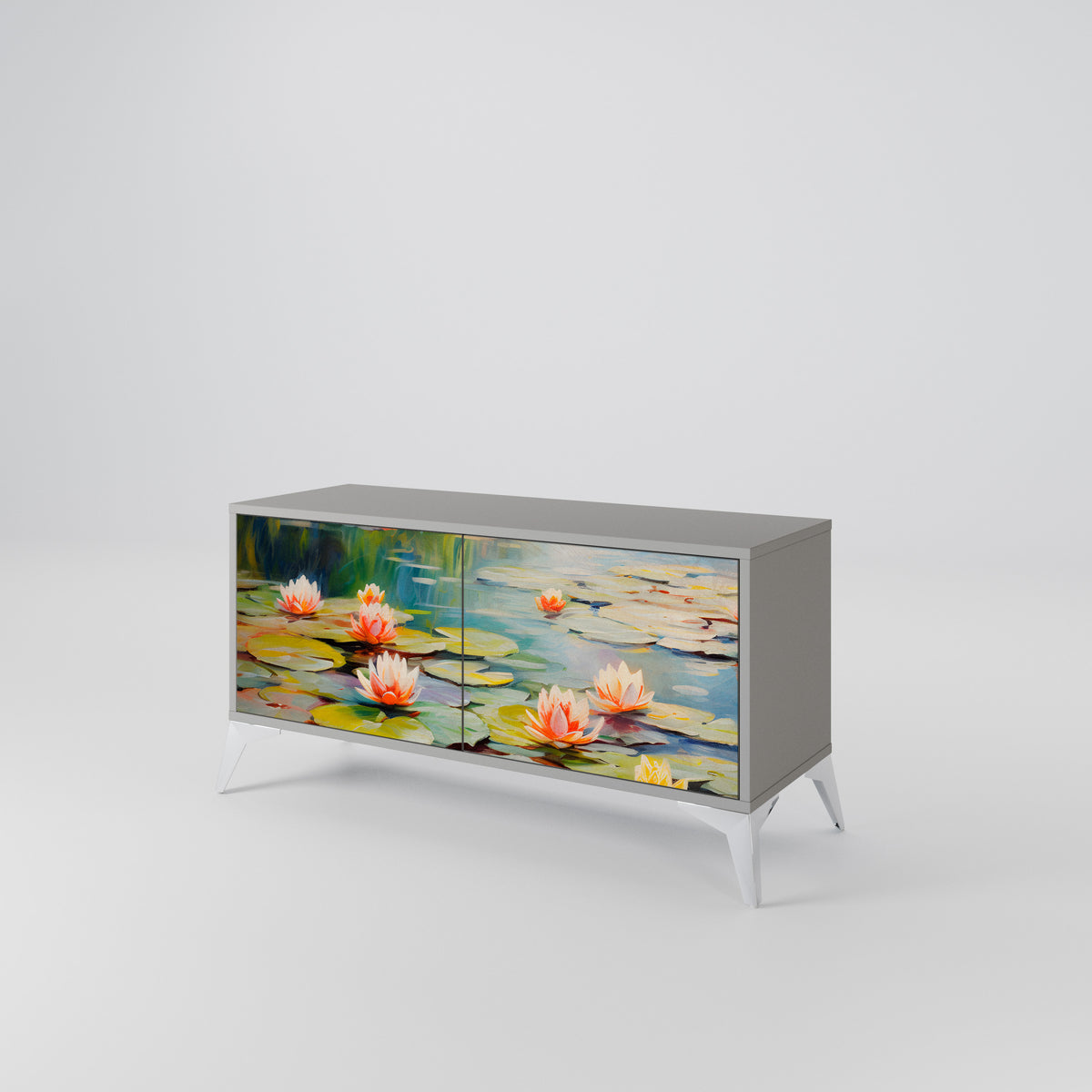 BLOOMING WATERS Mueble de TV Compacto de 2 puertas