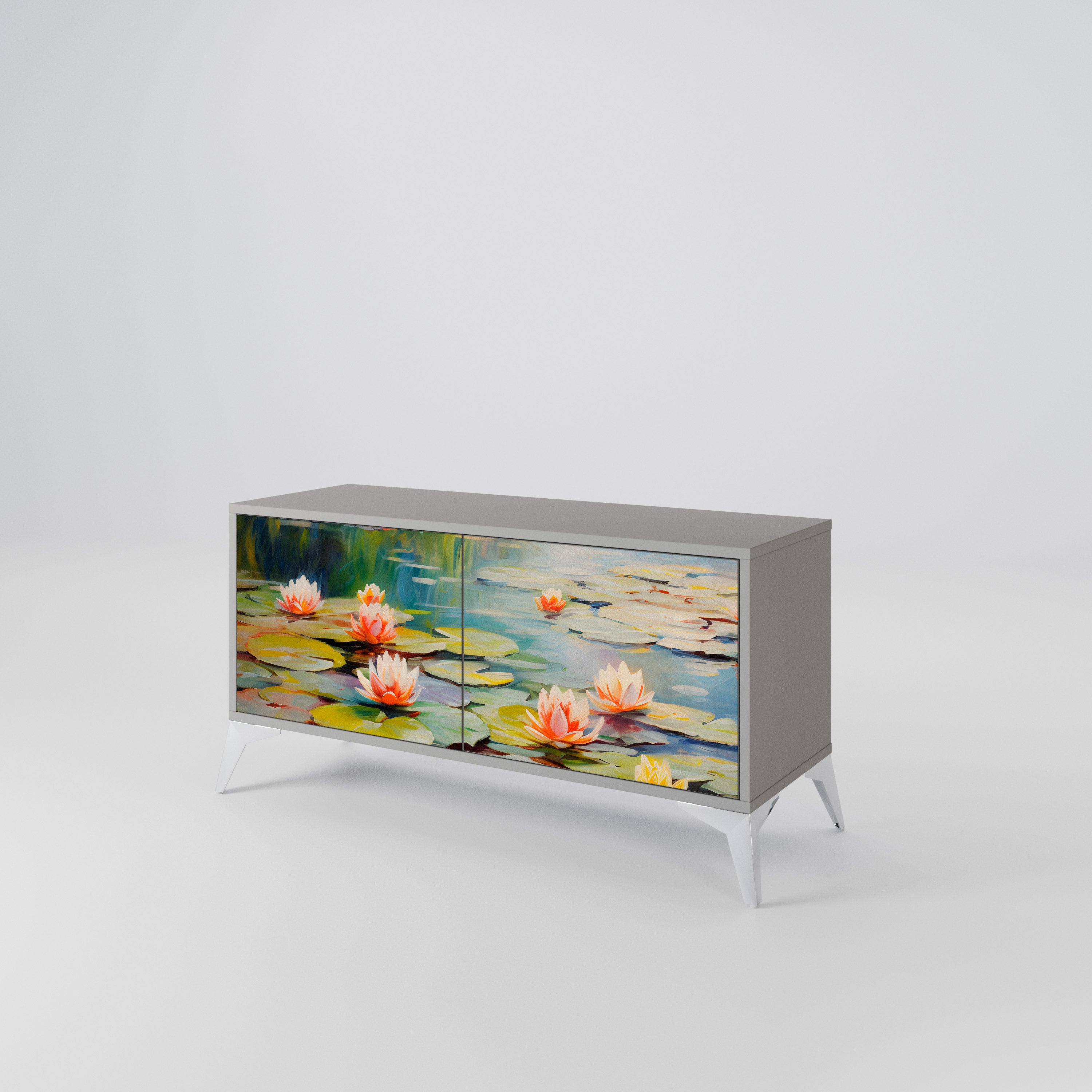 BLOOMING WATERS Mueble de TV Compacto de 2 puertas