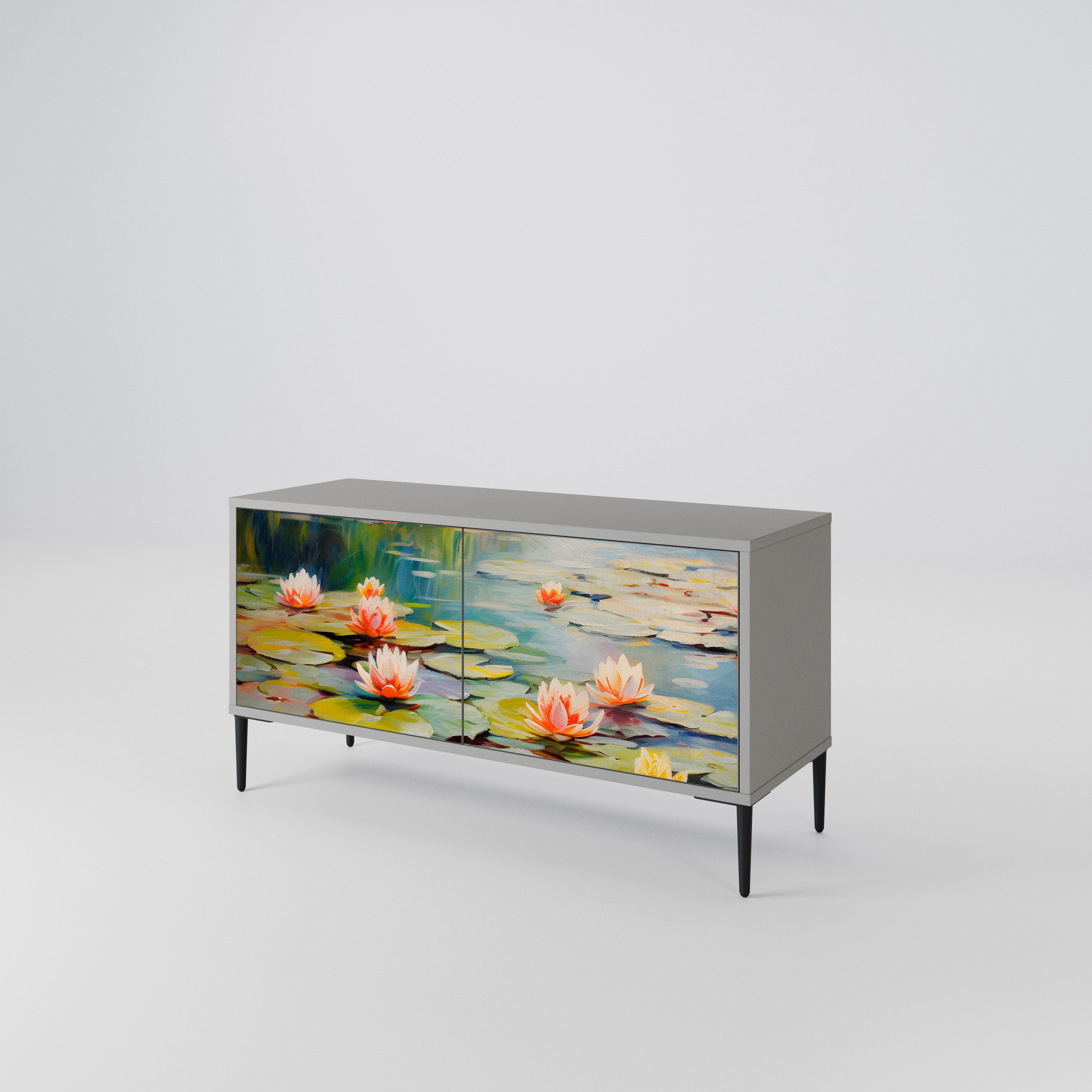 BLOOMING WATERS Mueble de TV Compacto de 2 puertas