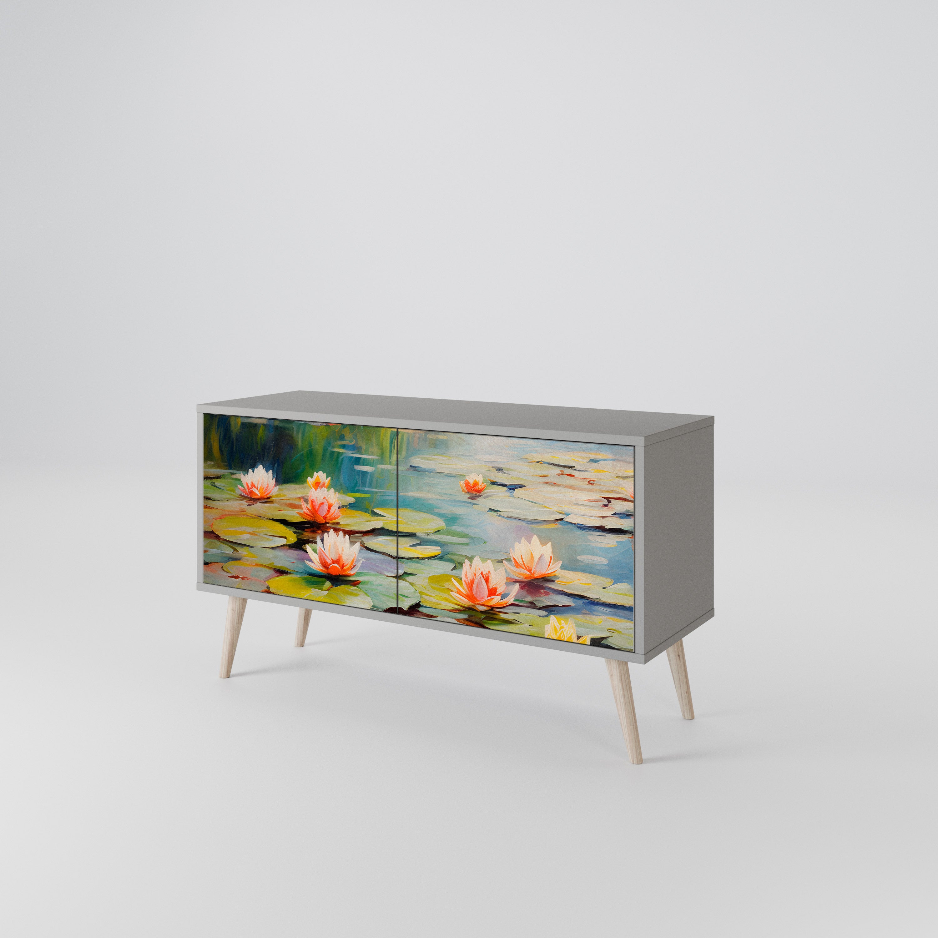BLOOMING WATERS Mueble de TV Compacto de 2 puertas