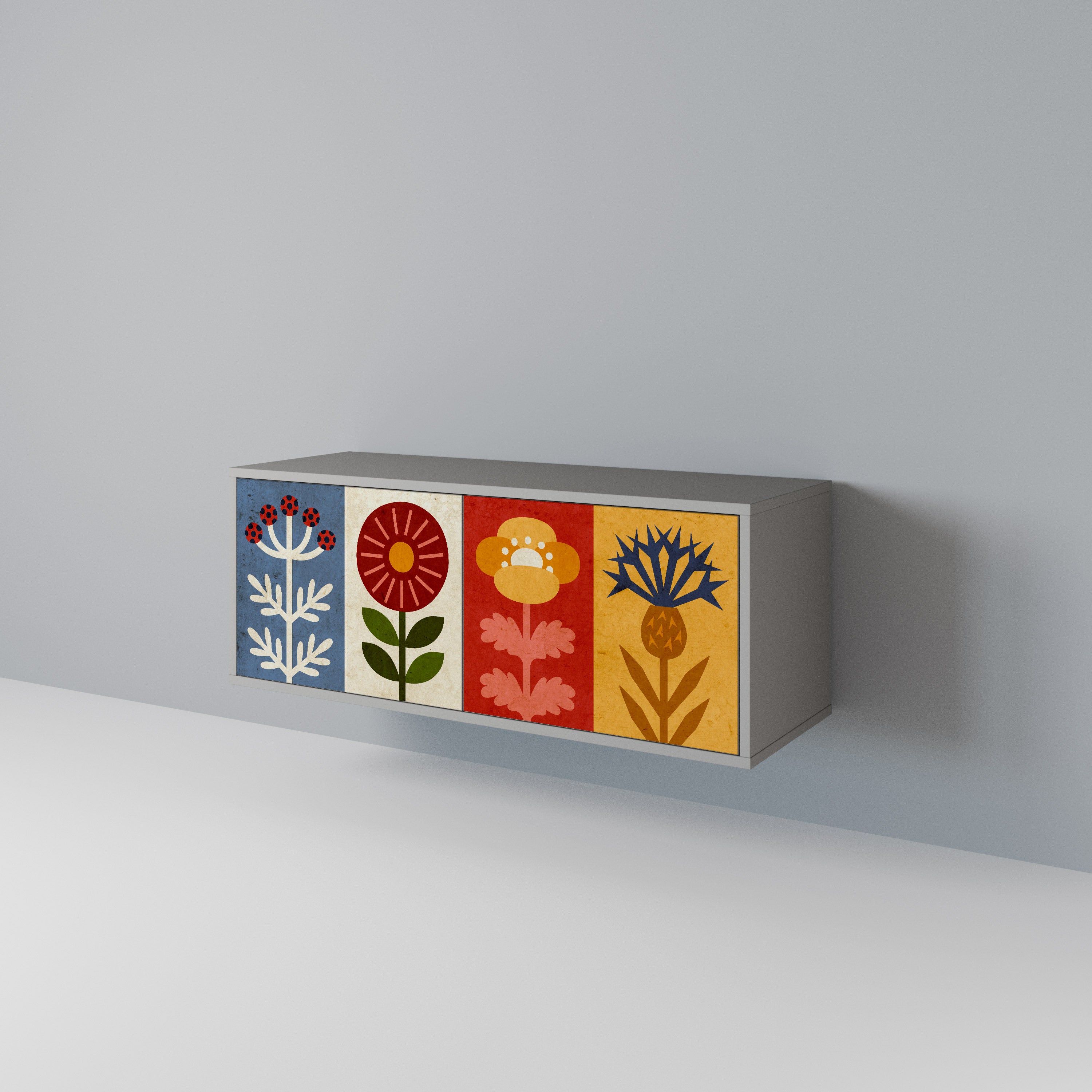 SCANDIC FLOWERET Mueble de TV Compacto de 2 puertas