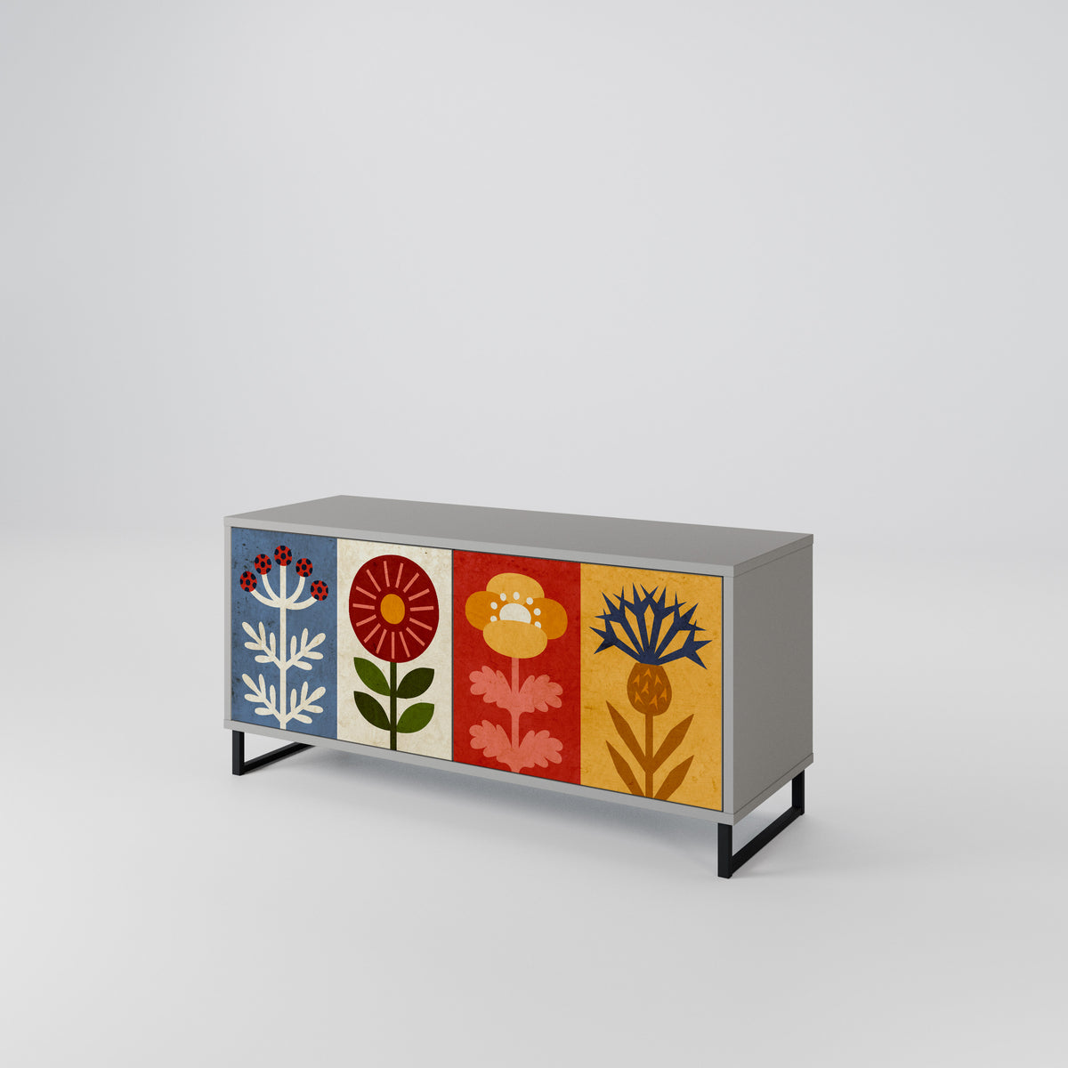 SCANDIC FLOWERET Mueble de TV Compacto de 2 puertas