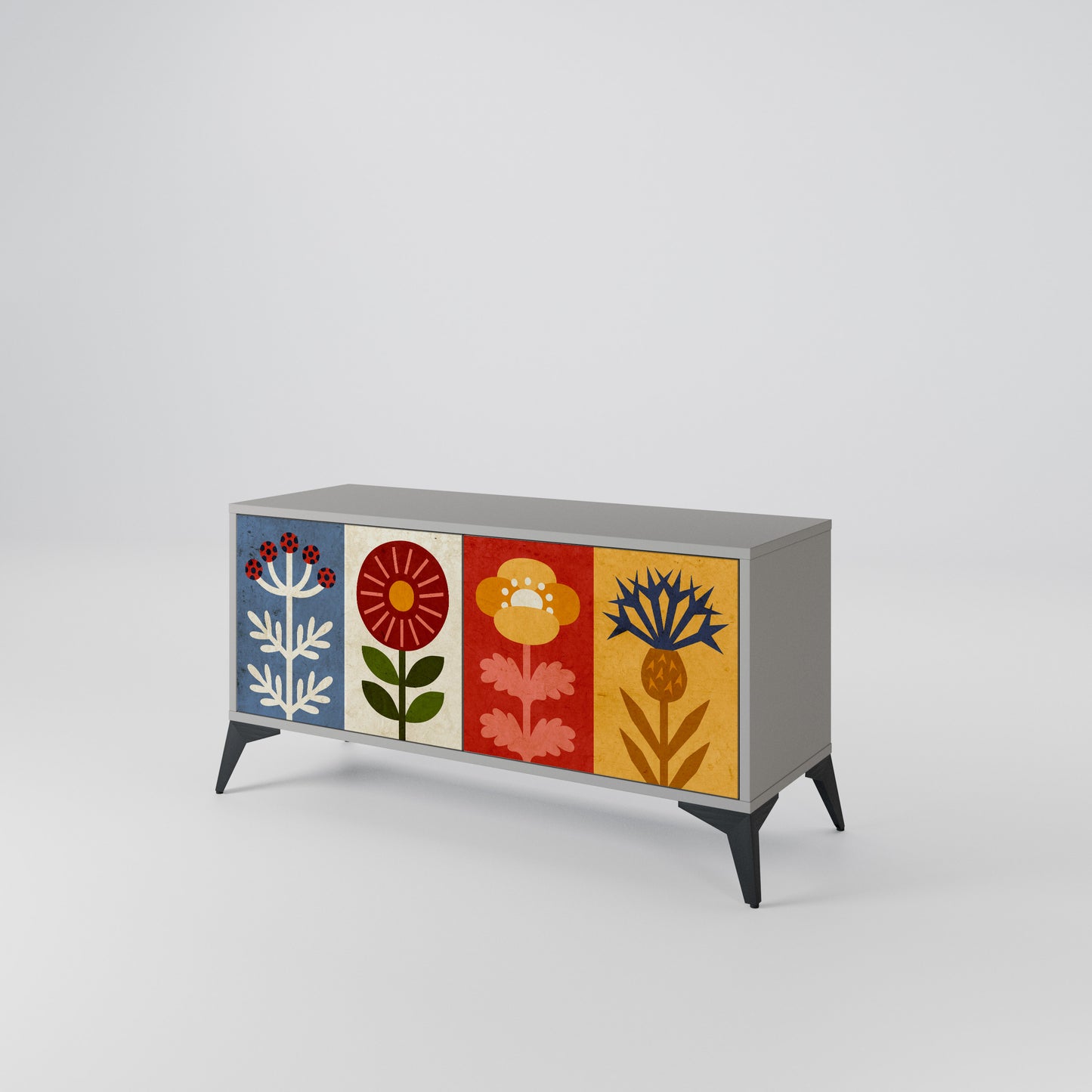 SCANDIC FLOWERET Mueble de TV Compacto de 2 puertas