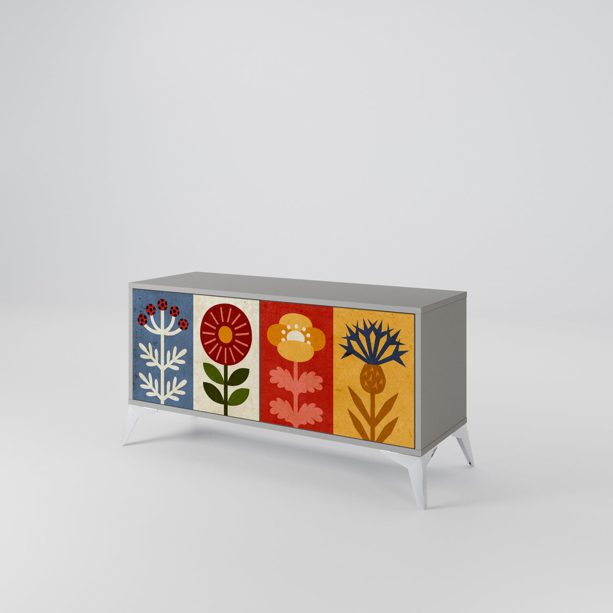 SCANDIC FLOWERET Mueble de TV Compacto de 2 puertas