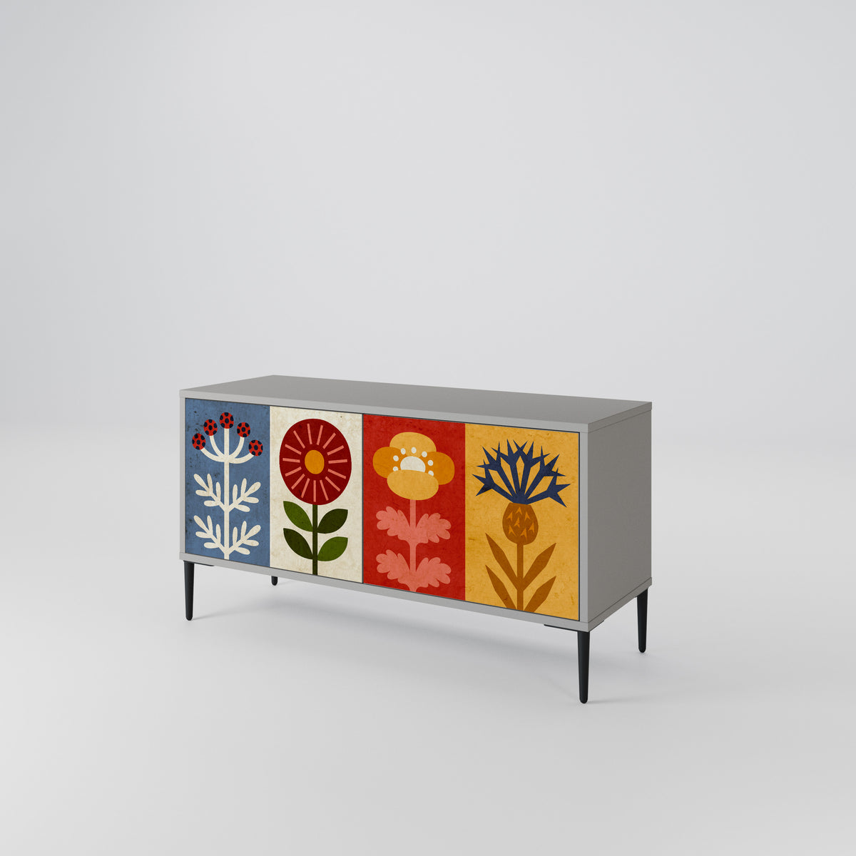 SCANDIC FLOWERET Mueble de TV Compacto de 2 puertas