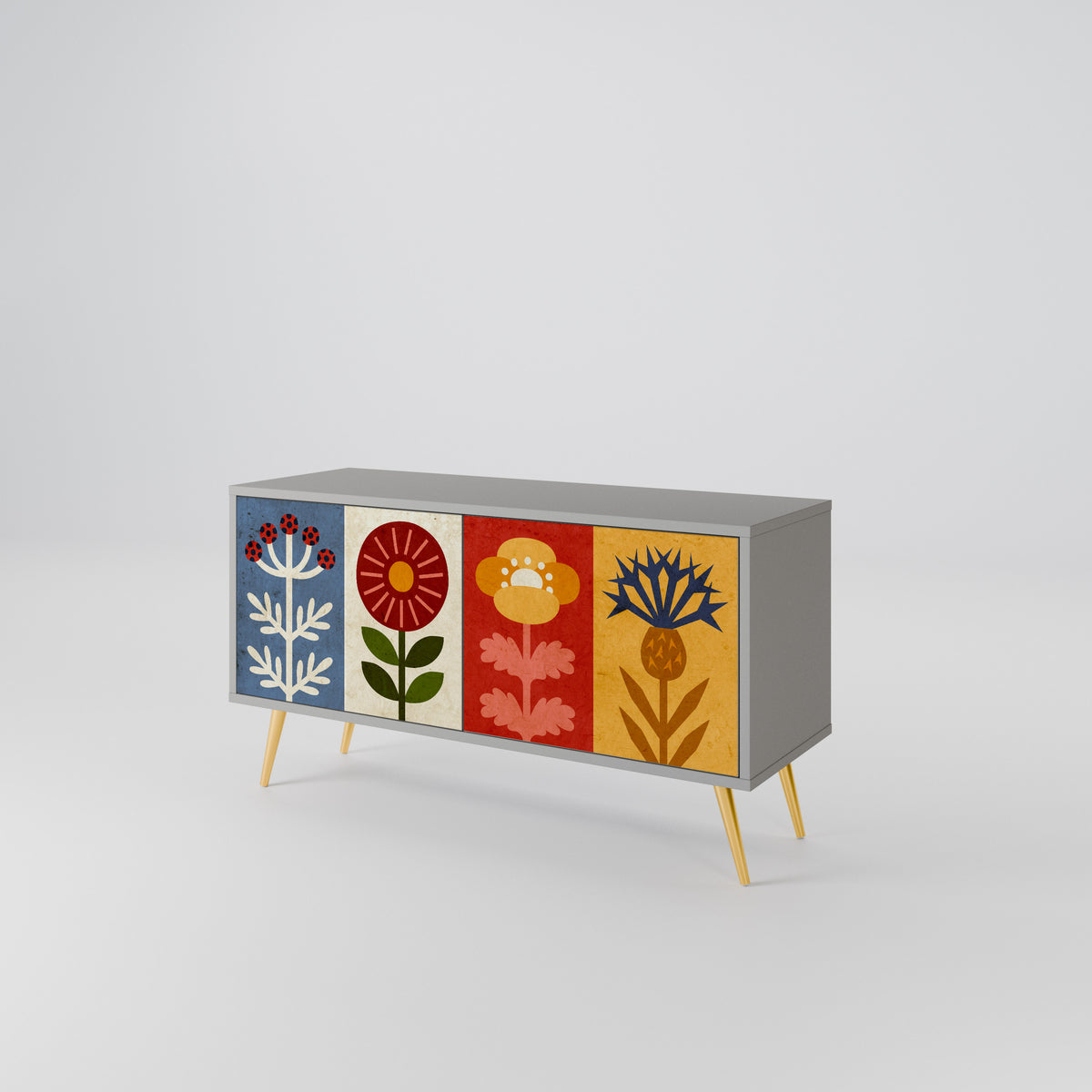 SCANDIC FLOWERET Mueble de TV Compacto de 2 puertas