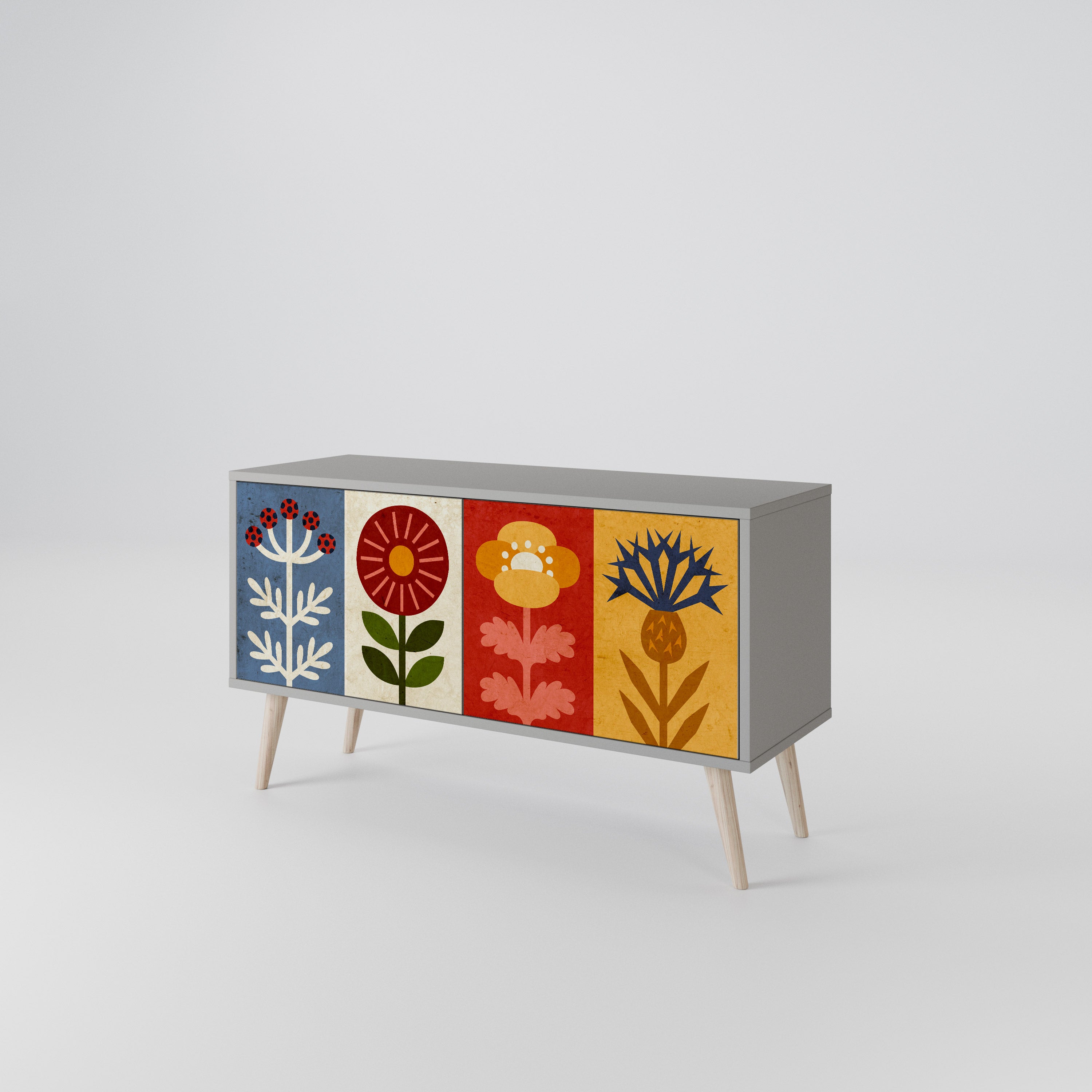 SCANDIC FLOWERET Mueble de TV Compacto de 2 puertas