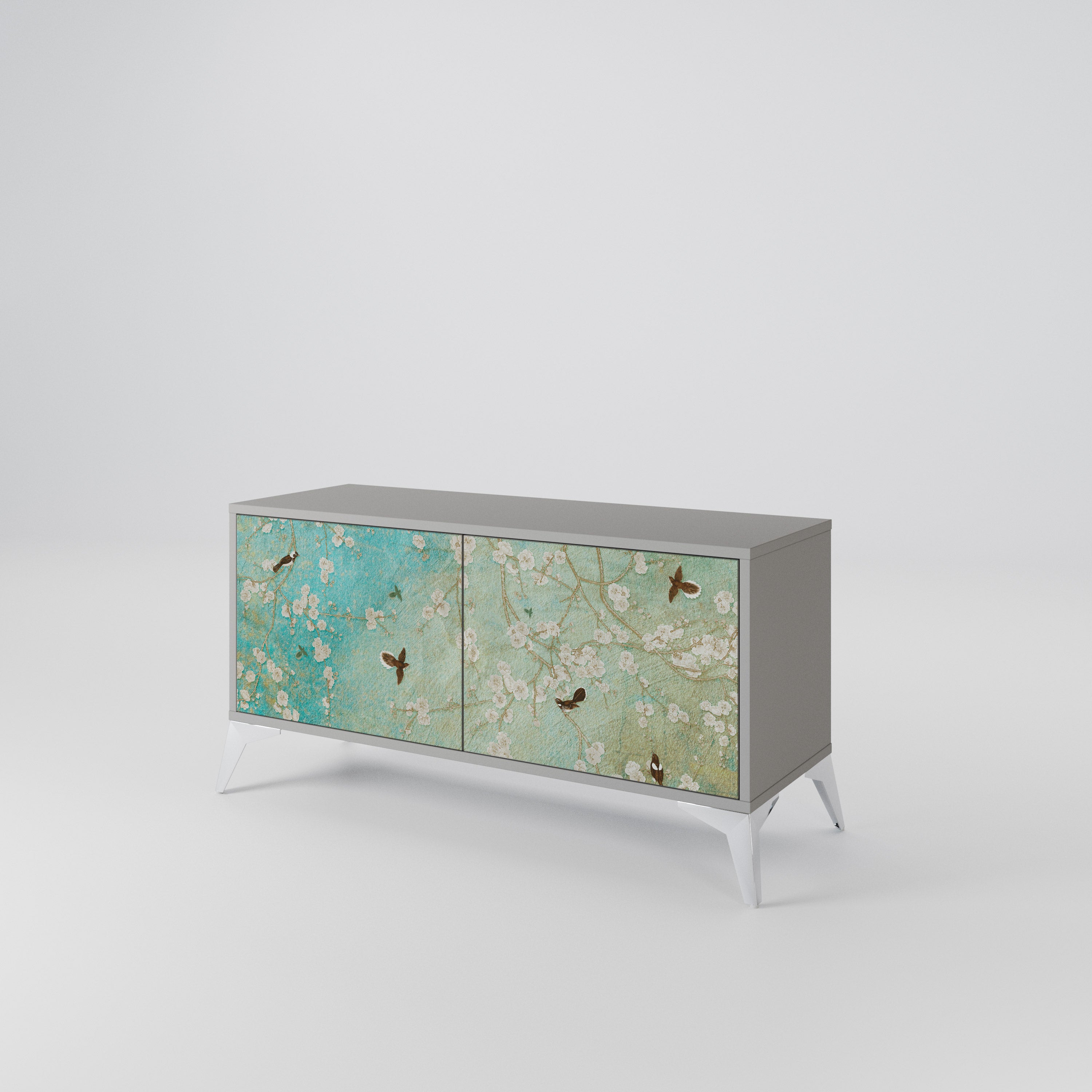 BLOOMING CHARM Mueble de TV Compacto de 2 puertas