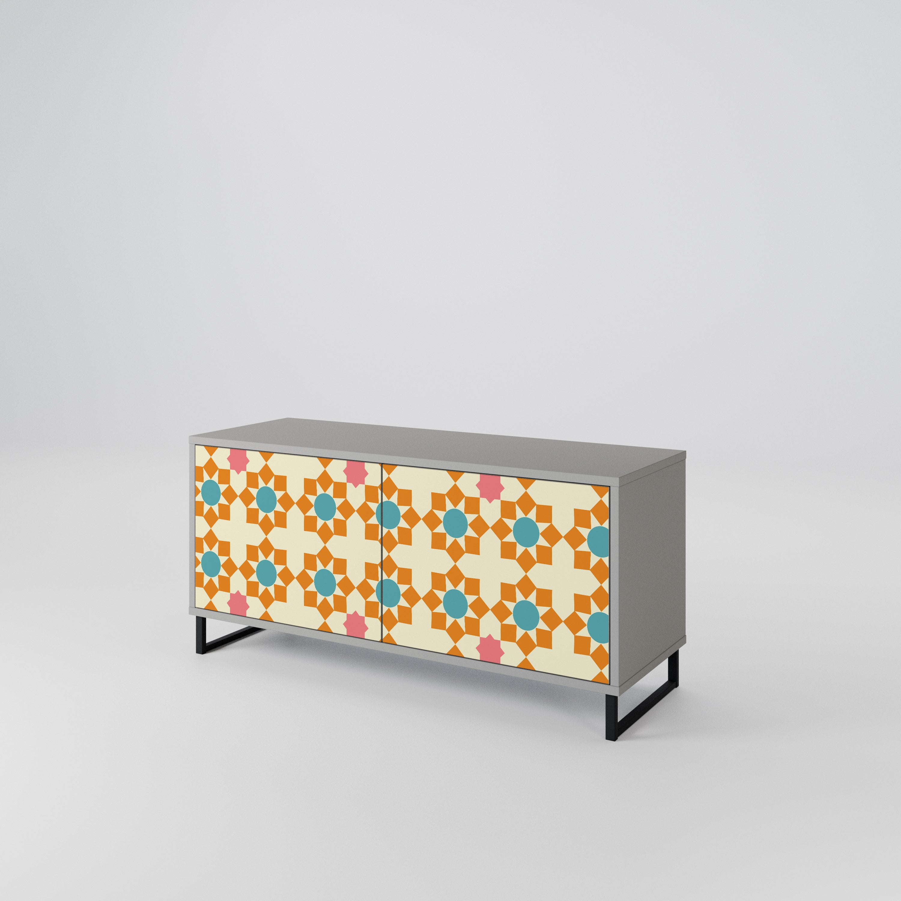 FLORAL DECOR Mueble de TV Compacto de 2 puertas