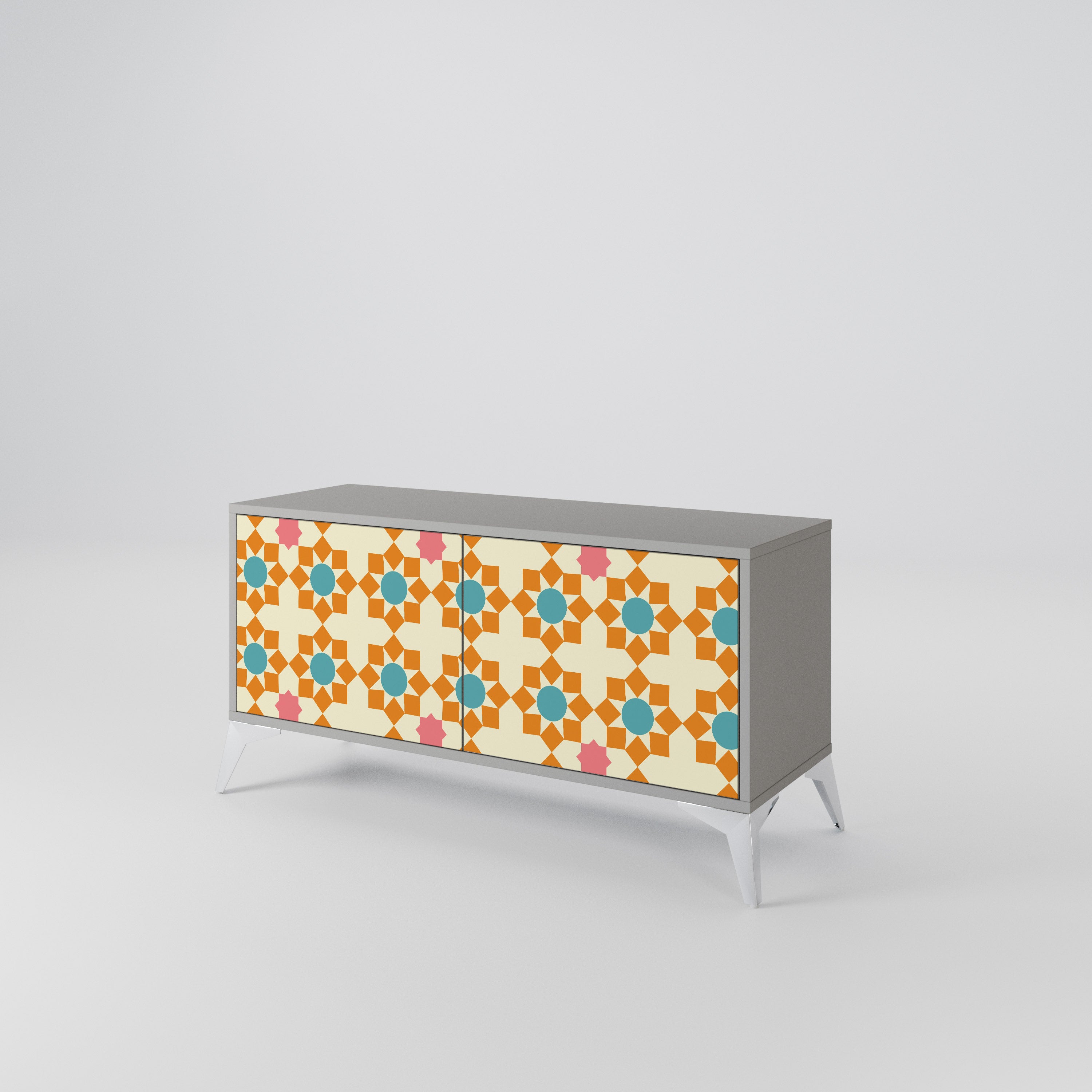 FLORAL DECOR Mueble de TV Compacto de 2 puertas