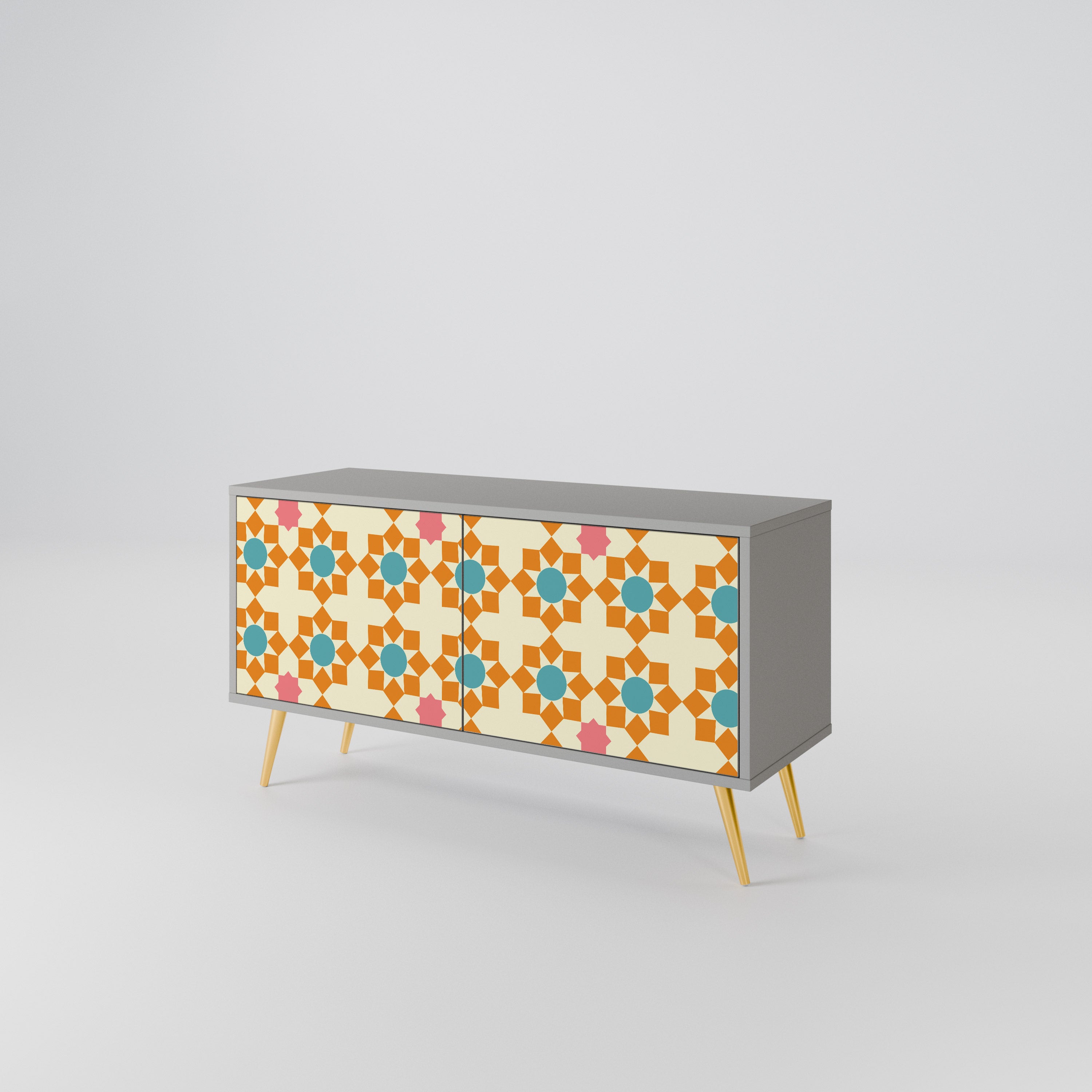 FLORAL DECOR Mueble de TV Compacto de 2 puertas