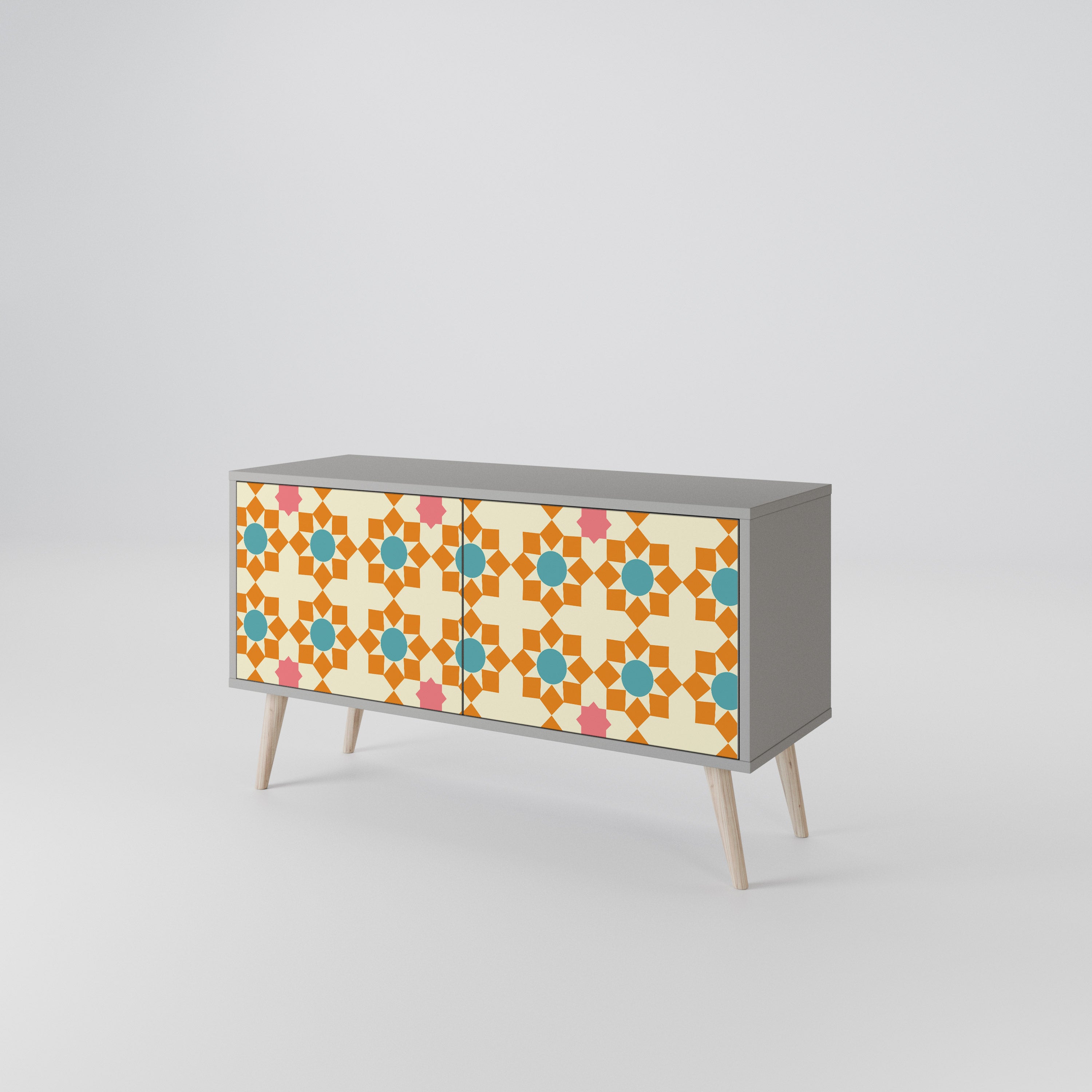 FLORAL DECOR Mueble de TV Compacto de 2 puertas
