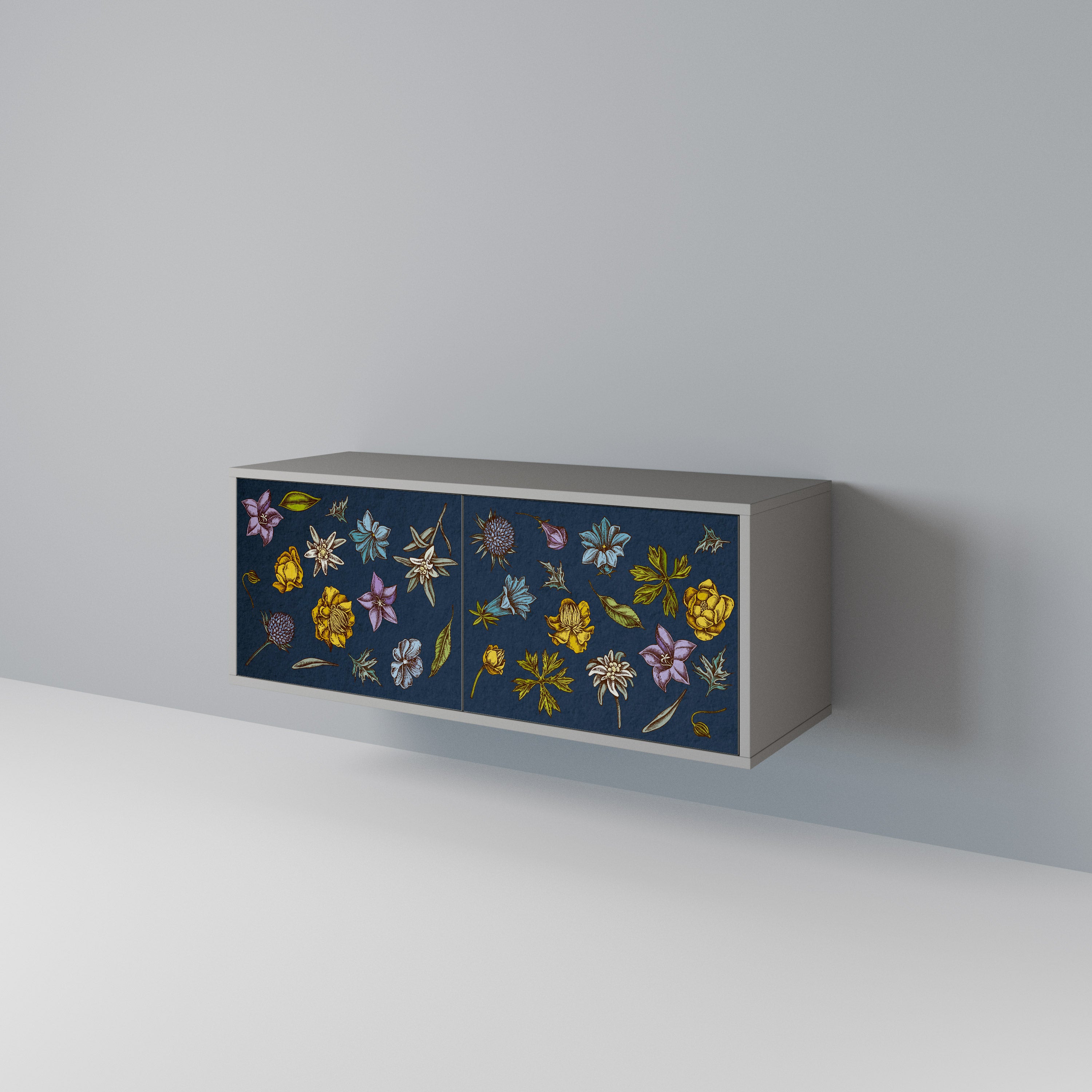 FLOWERS ON NAVY BLUE Mueble de TV Compacto de 2 puertas