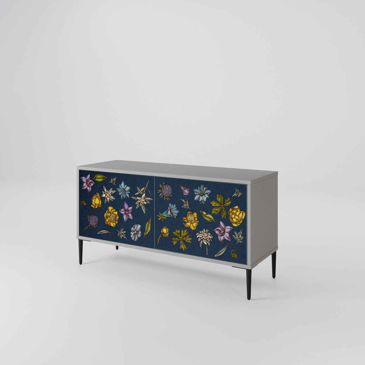 FLOWERS ON NAVY BLUE Mueble de TV Compacto de 2 puertas