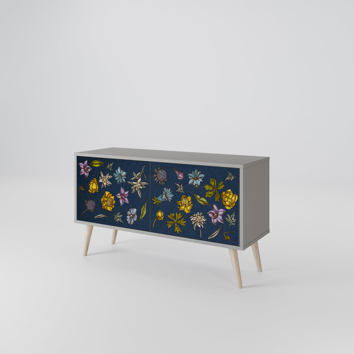 FLOWERS ON NAVY BLUE Mueble de TV Compacto de 2 puertas