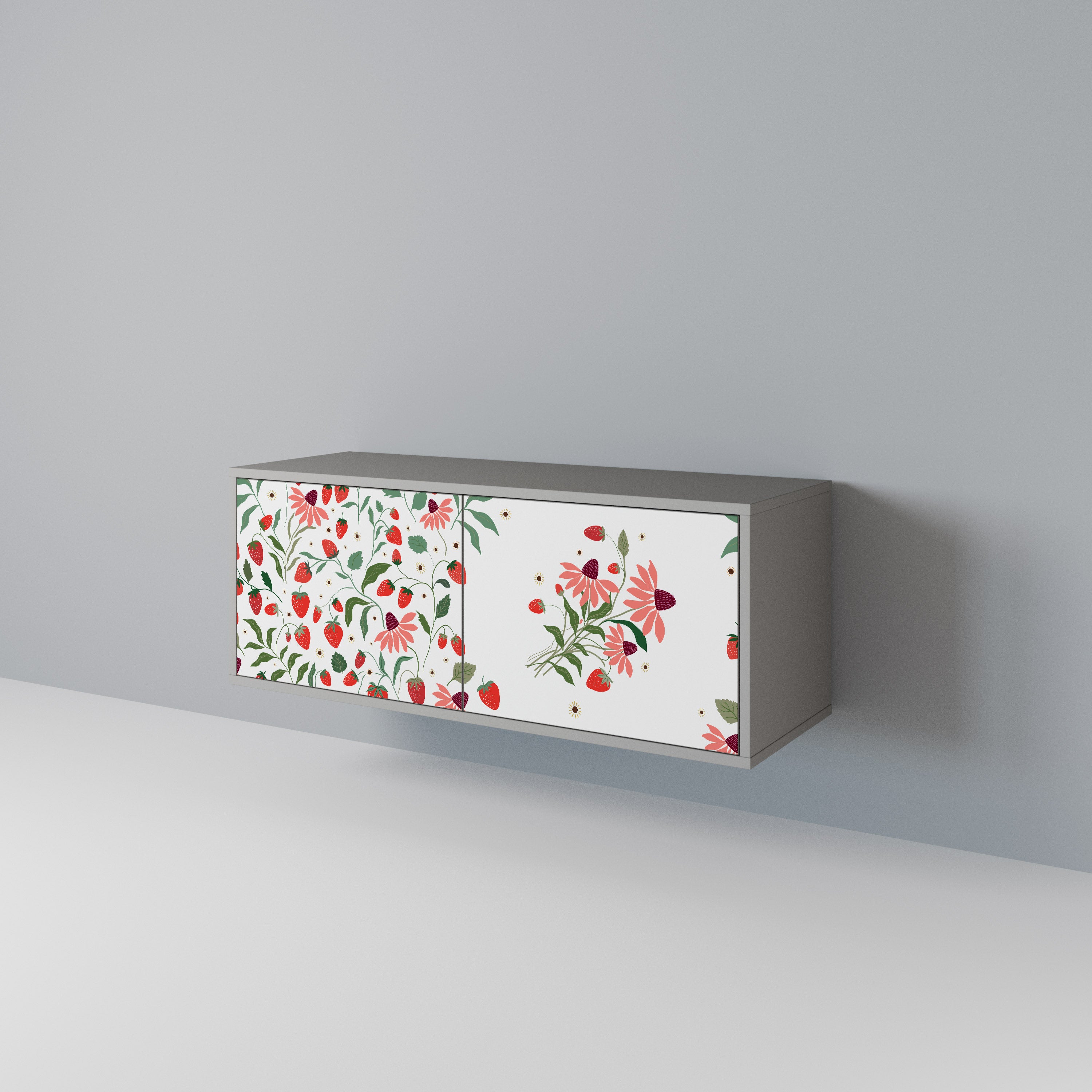 FLOWERS AND STRAWBERRIES Mueble de TV Compacto de 2 puertas