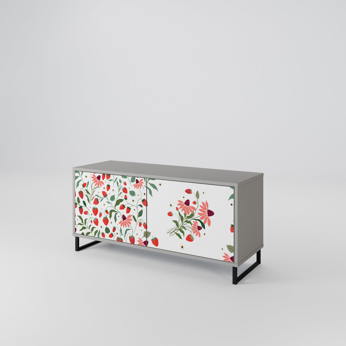 FLOWERS AND STRAWBERRIES Mueble de TV Compacto de 2 puertas