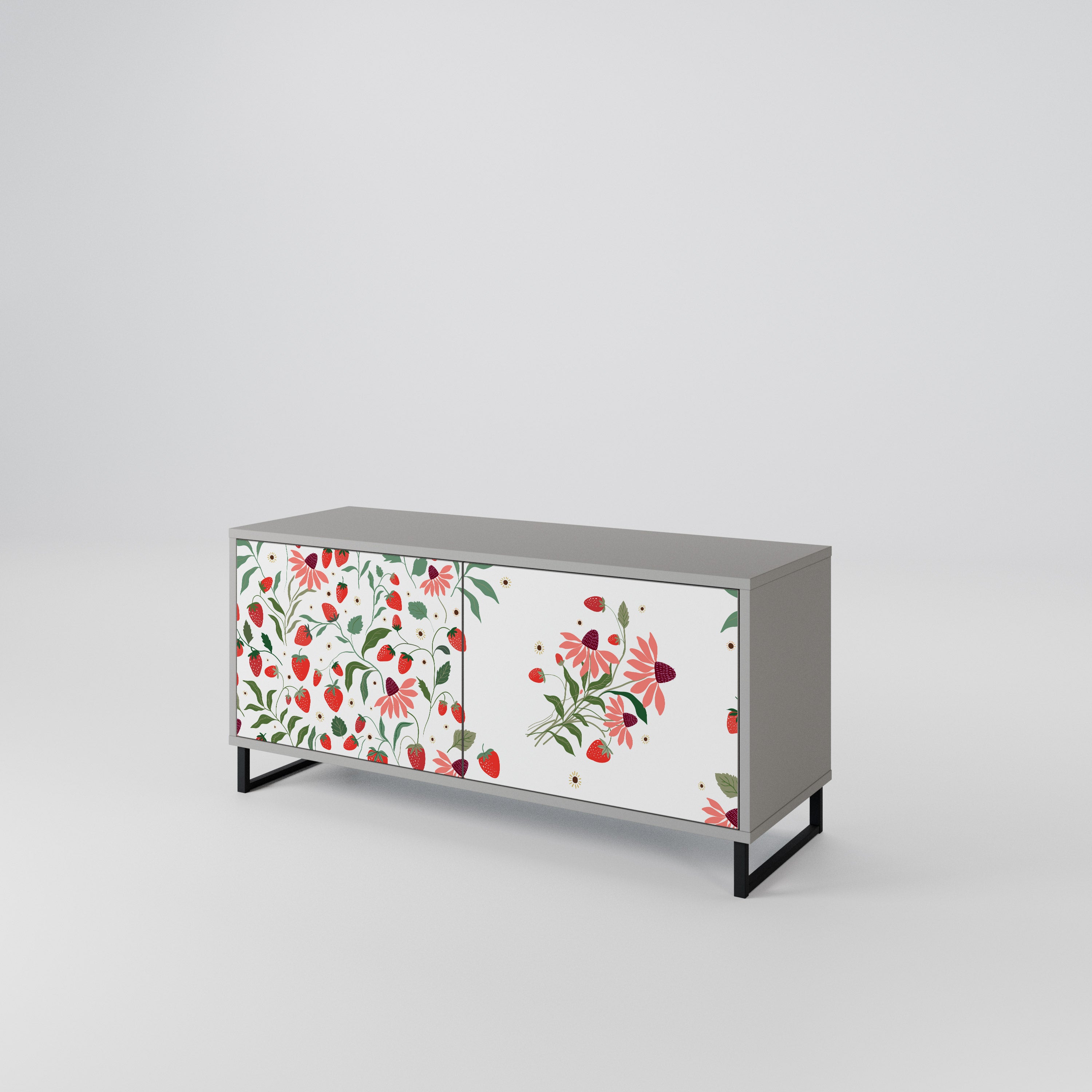 FLOWERS AND STRAWBERRIES Mueble de TV Compacto de 2 puertas