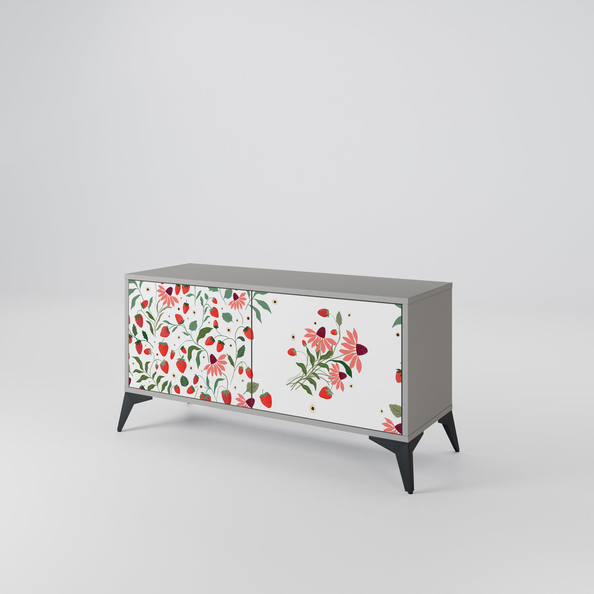 FLOWERS AND STRAWBERRIES Mueble de TV Compacto de 2 puertas