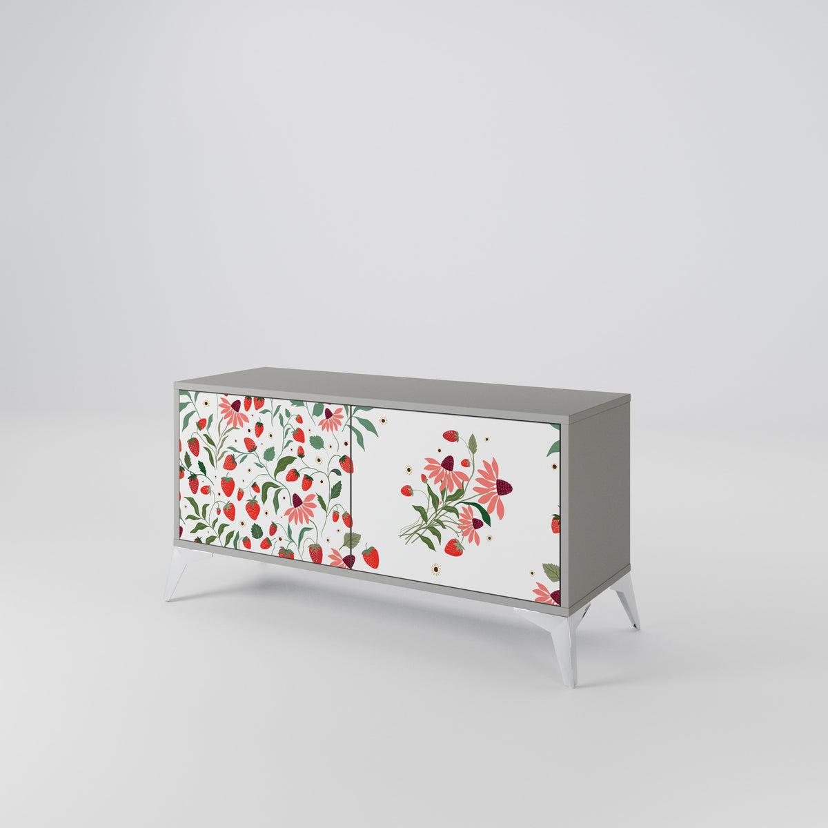 FLOWERS AND STRAWBERRIES Mueble de TV Compacto de 2 puertas