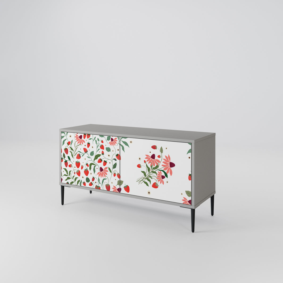 FLOWERS AND STRAWBERRIES Mueble de TV Compacto de 2 puertas